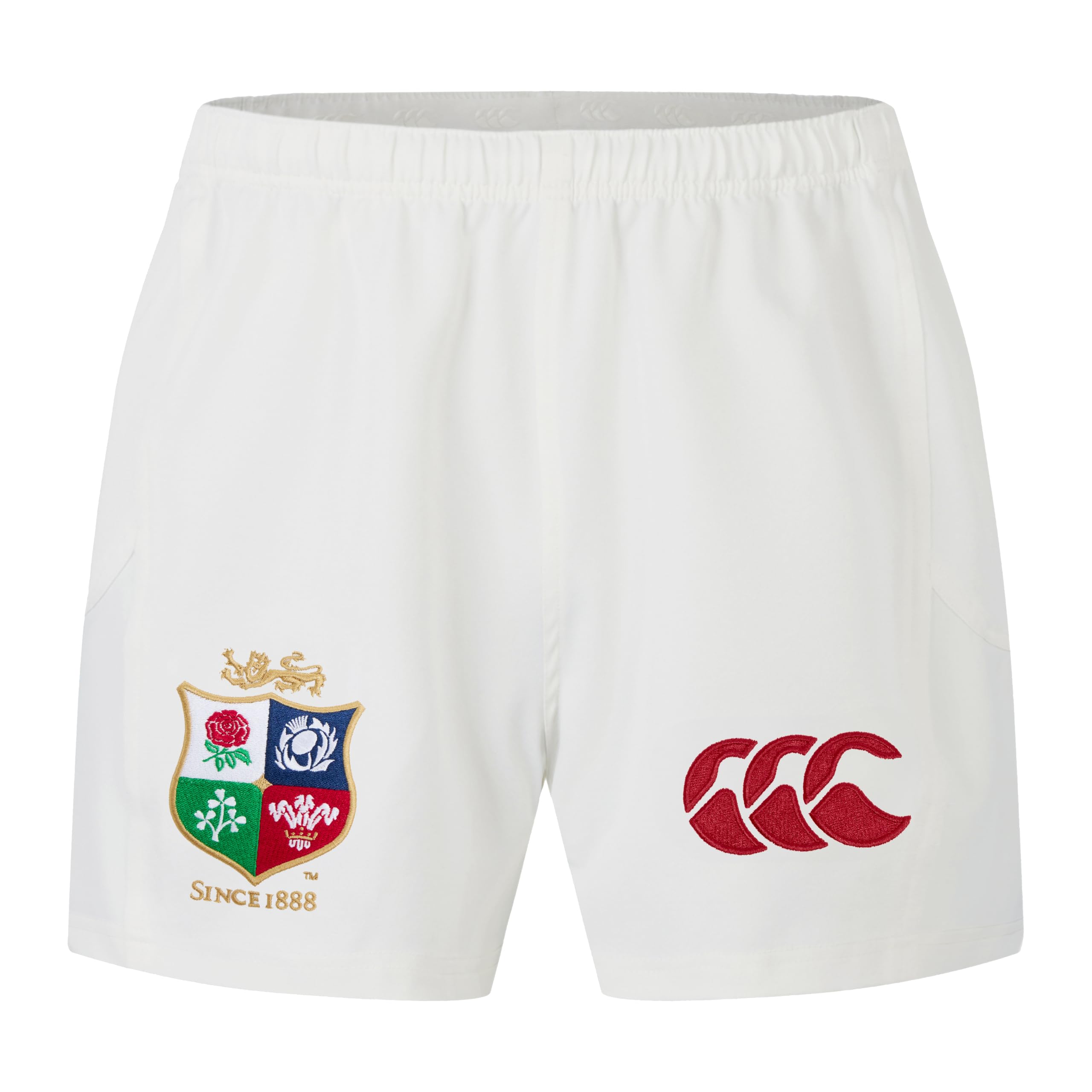 British & Irish Lions Canterbury Junior Unisex Official Canterbury Replica Match Rugby Shorts | Soft Feel Fabric, Egret, 8