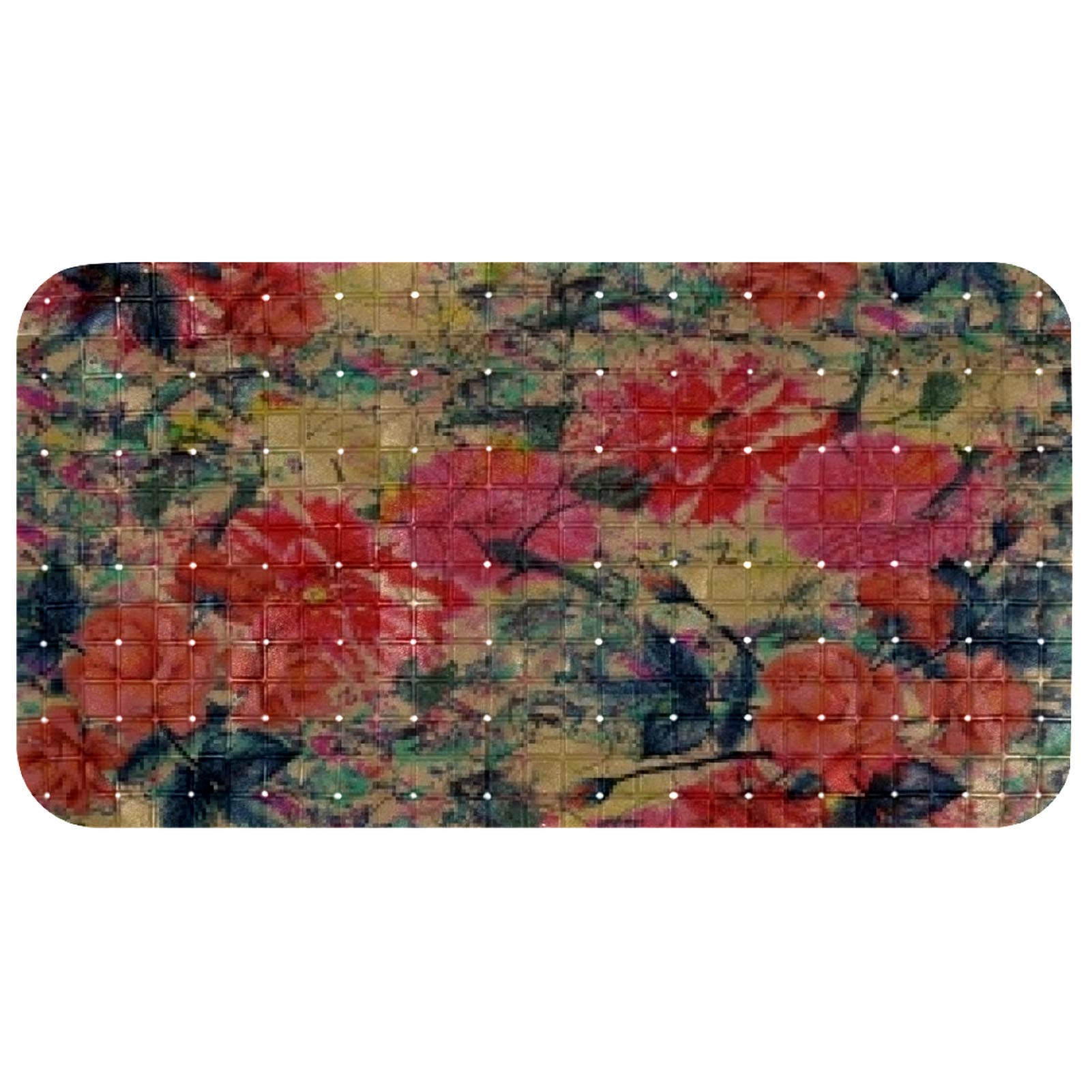 Tapis de douche rouge fleuri pour sécuriser la salle de bain familiale