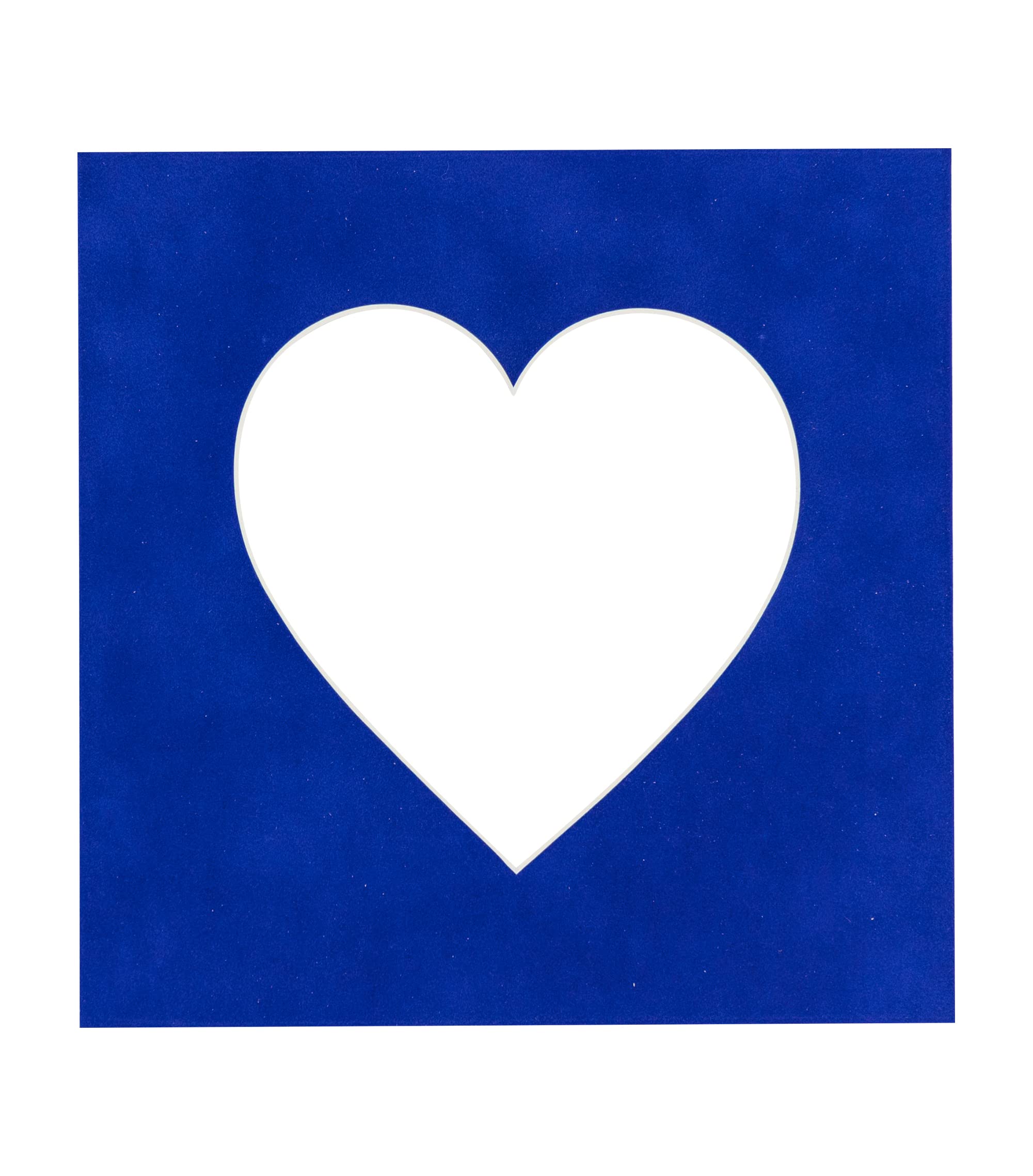 16x16 Mat Bevel Cut for 5x5 Photos - Precut Royal Blue Suede Heart Shaped Photo Mat Board Opening - Acid Free Matte to Protect Your Pictures - Bevel Cut for Family Photos, Pack of 1 Matboard Show Kit