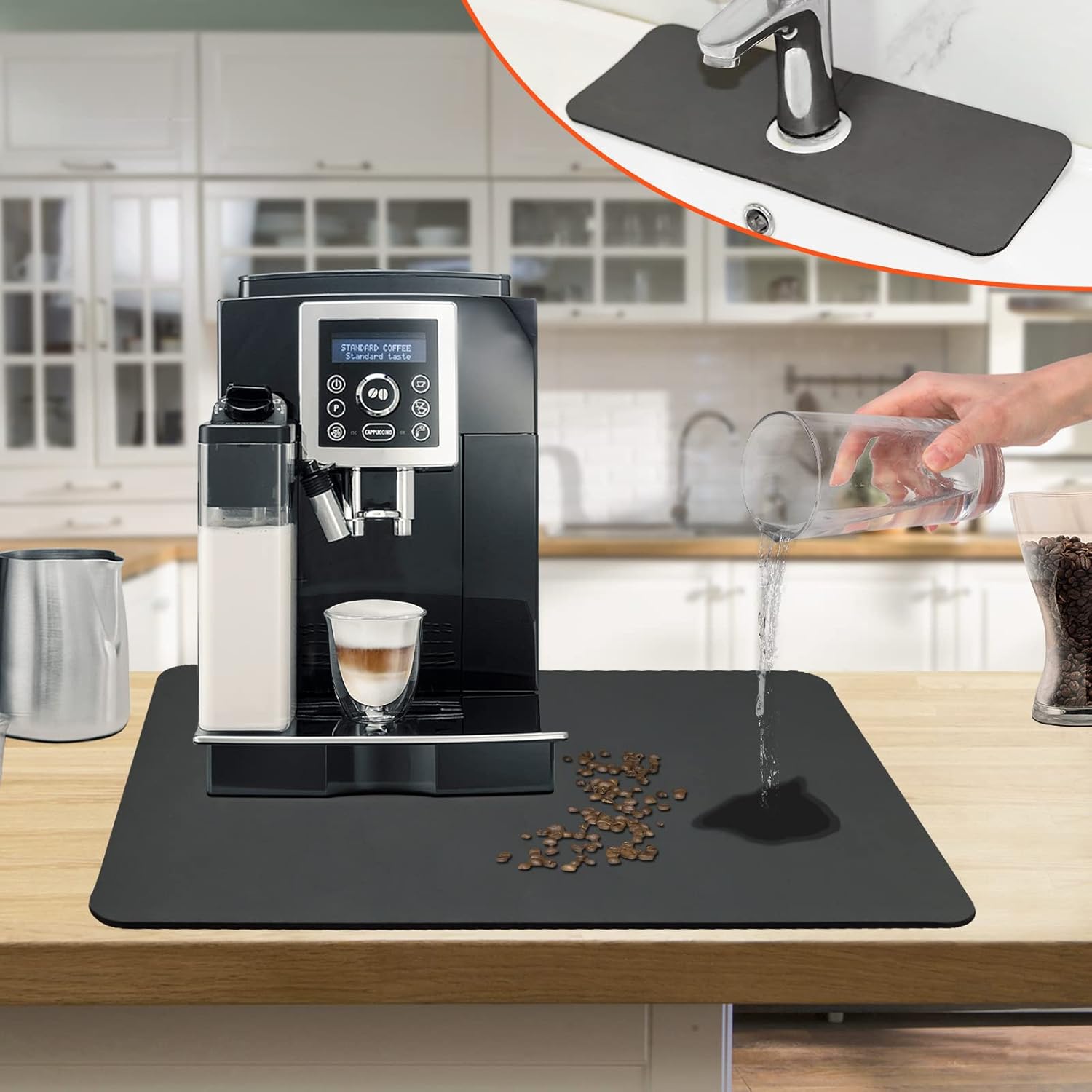 Coffee Mat & Faucet Mat,Coffee Maker Mat for Countertops