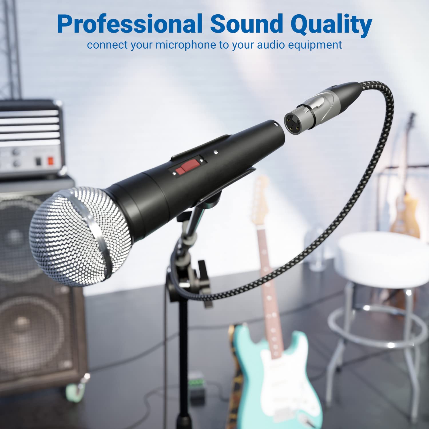 deleyCON 10m Cavo Microfonico da XLR Maschio a XLR Femmina (Qualità da Studio, Rame OFC) - Per Microfoni, Amplificatori, Console di Missaggio, Studi di Registrazione, Altoparlanti - 3 Poli