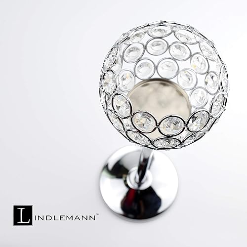 Miniatura 4 de Tall Silver Candle Holders for Table Centerpiece Set of 2 13" + 10" - Bling Candle Holders, Silver Crystal Candle Holders - Includes Candle