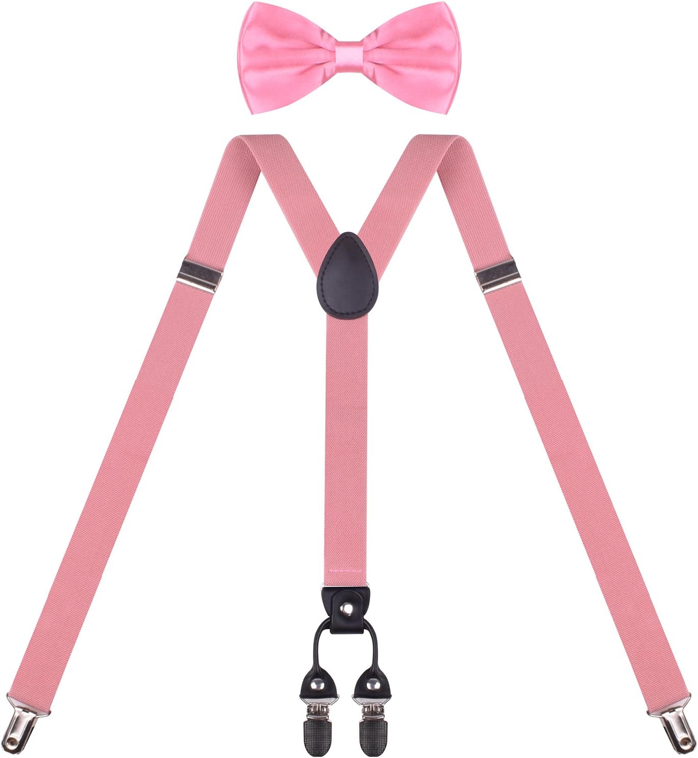 BODY STRENTH Elastic Kids Suspenders and Pre-tied Bow Ties Set Tuxedo Braces for Boys Girls
