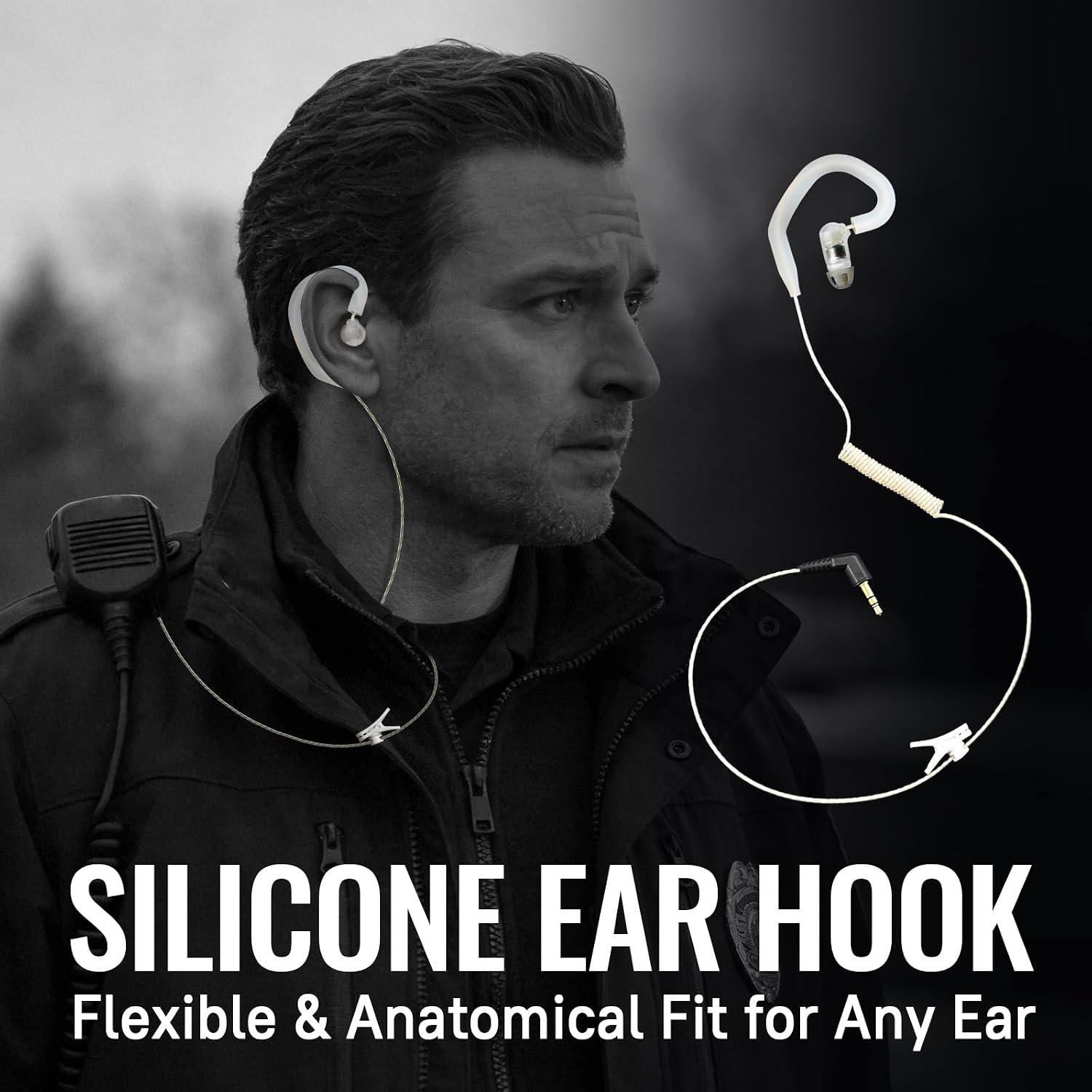Listen Only 3.5mm Tubeless Earpiece for Law Enforcement Police Radio Ear Piece High Definition HD Sound FBI Style Thin Lightweight Covert Earbud (365)