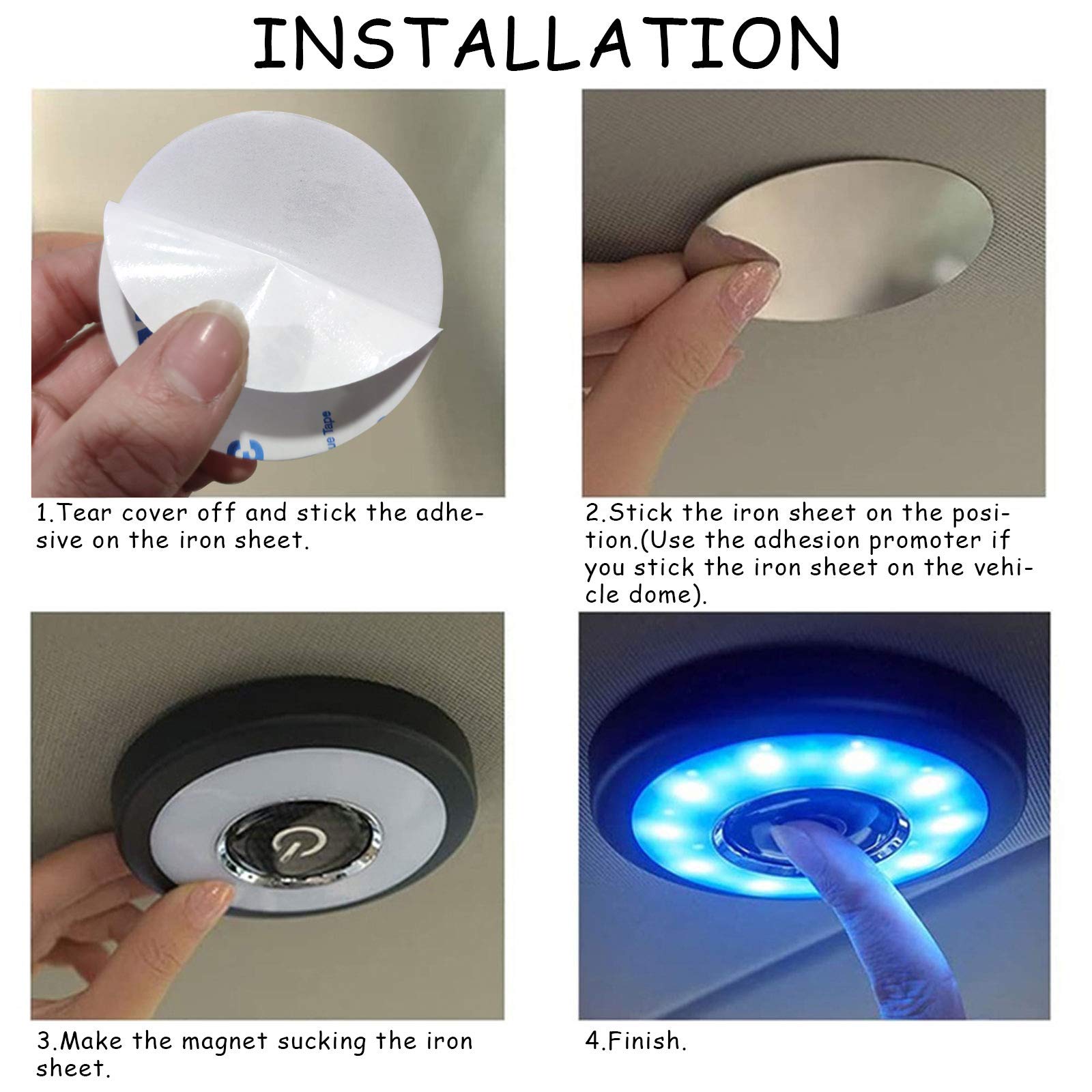 ConBlom Plafoniera LED Ricaricabile per Auto, Luci Interne Senza Fili per Camion Camper (3 Colori)