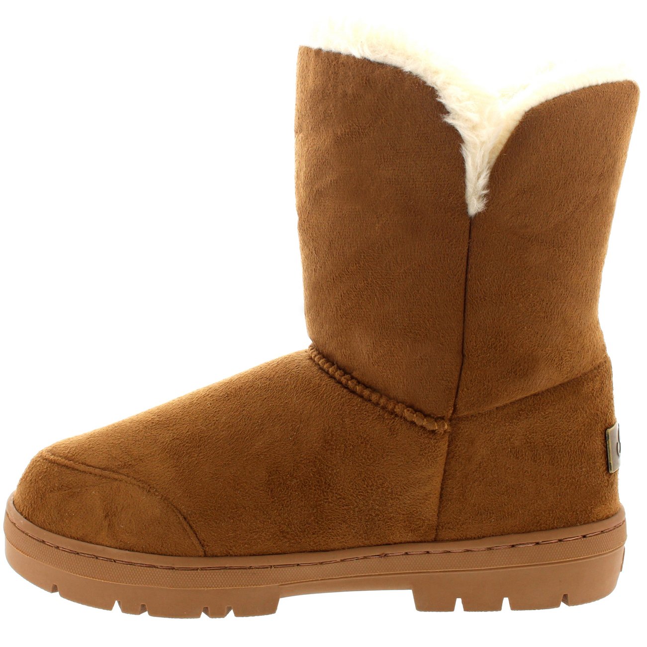 Holly Womens Single Button Faux Faux Waterproof Winter Snow Boots - Tan - 6 - TAN39 AEA0146