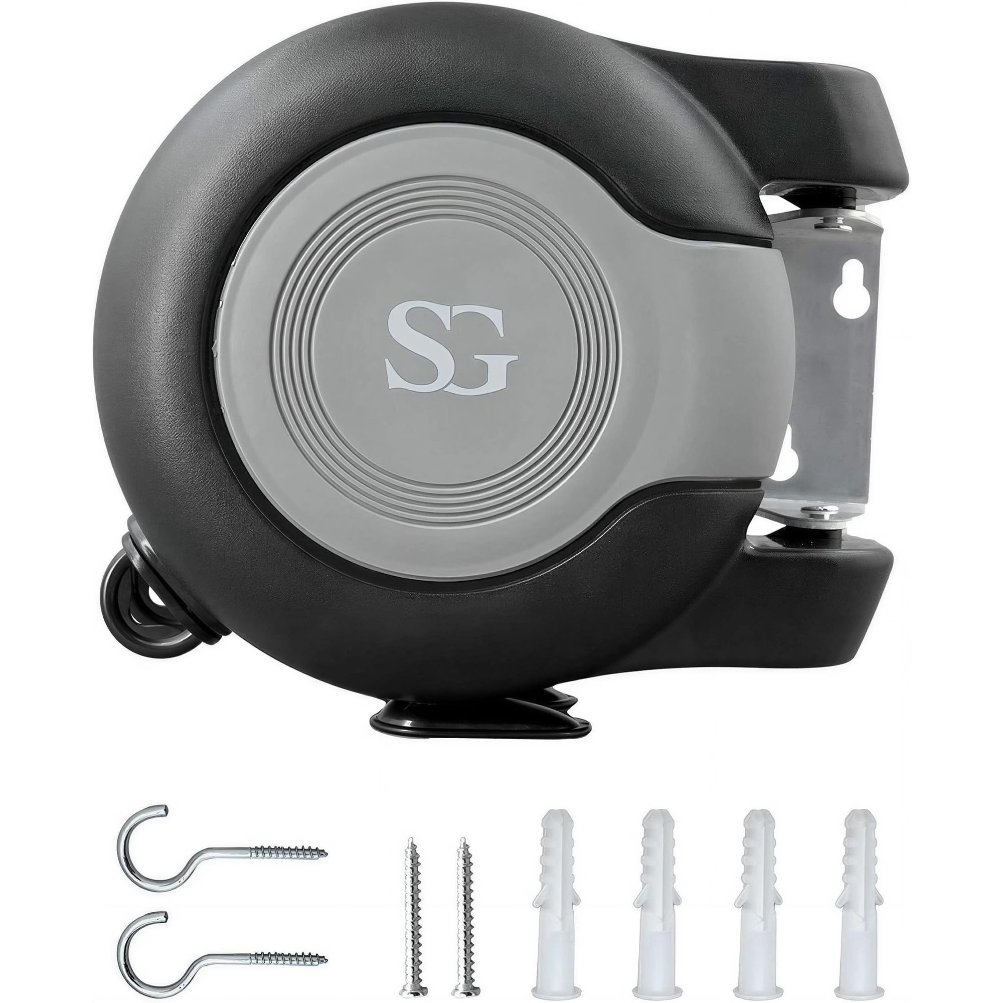 SG Traders Cordomatic Retractable Washing Line 30m Auto Retractable Reel Clothes Washing Line Twin Cable Wall Mounted Clothesline Indoor and Outdoor Clothes Dryer Easy To Install (15m X 2)