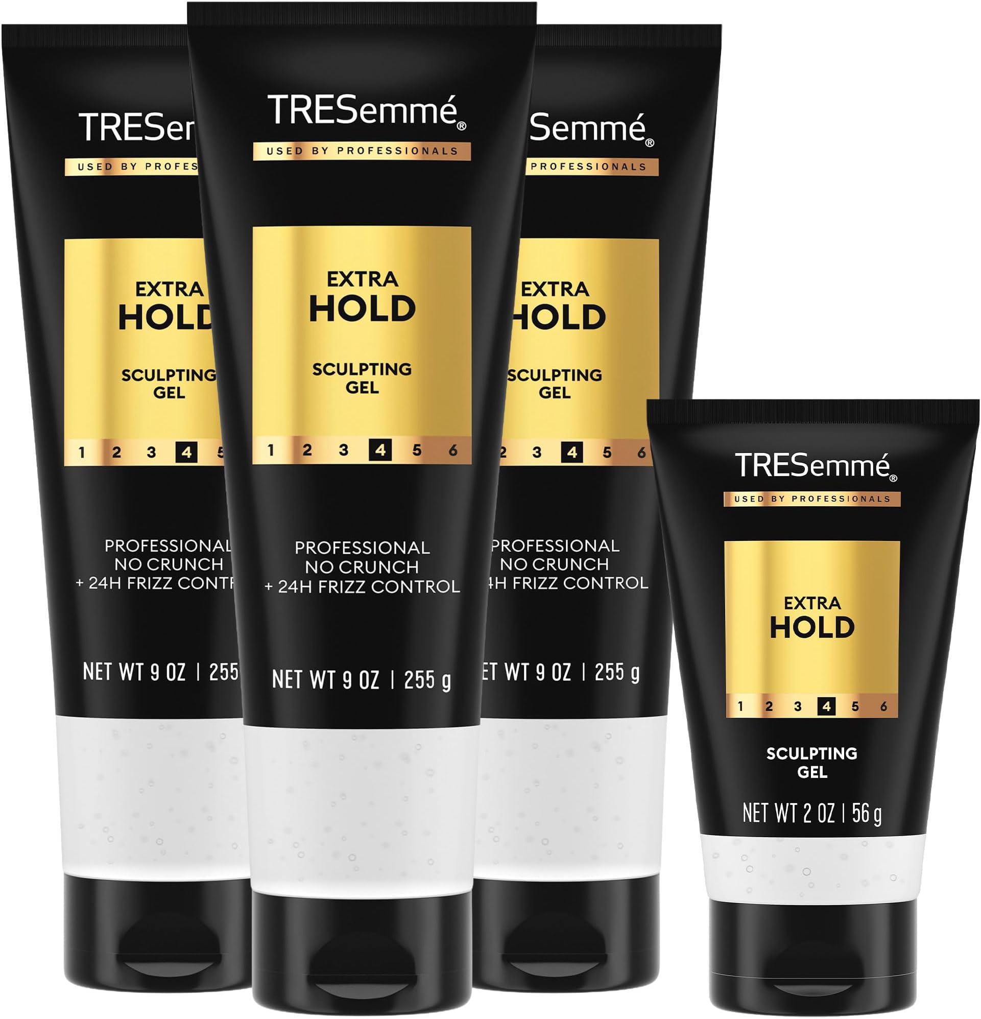 Hair Gel, Sculpting, Extra Hold, Full-Size 3-Pack + Travel-Size – Frizz Control, Professional Quality Styling Products, Alcohol-Free