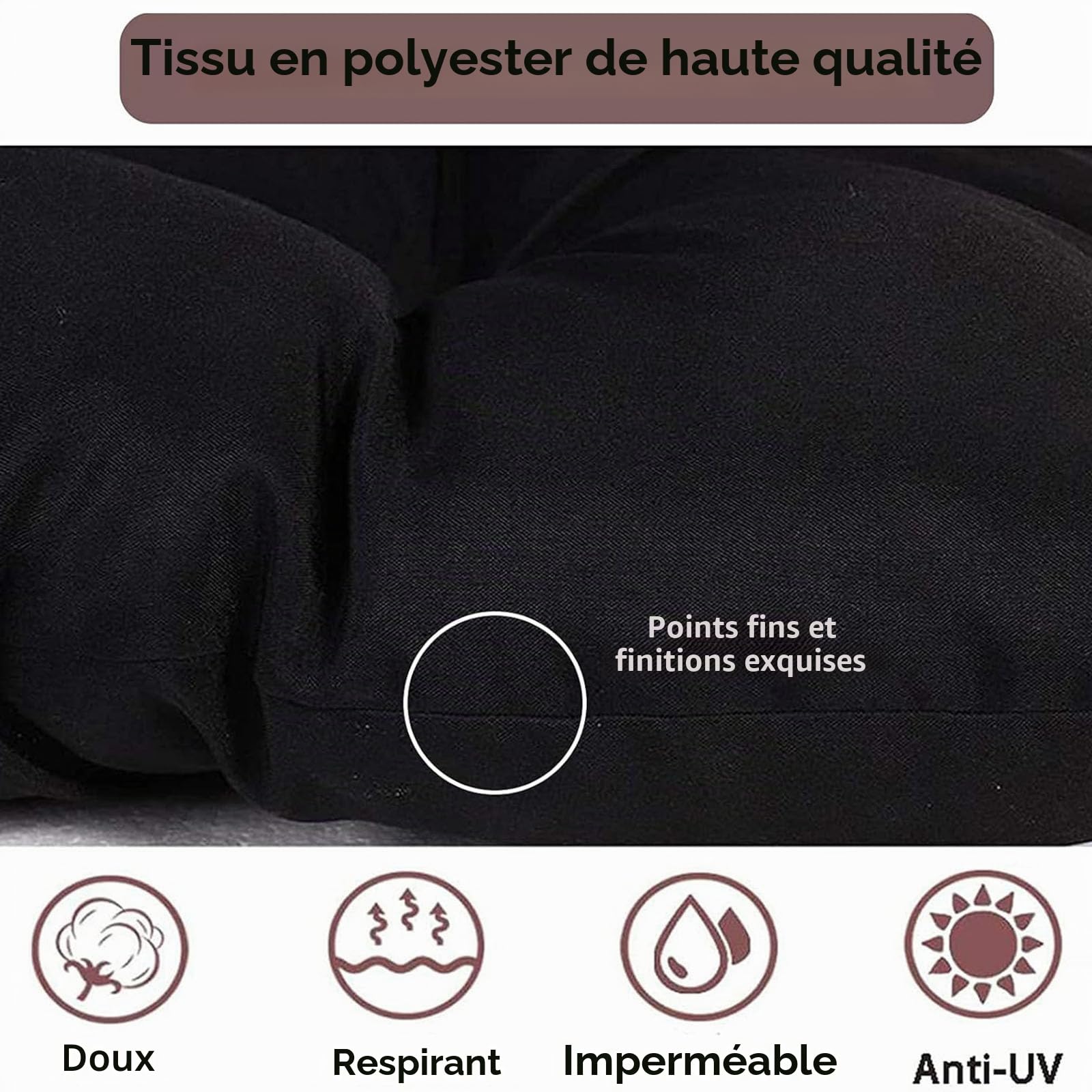 ZTGL Coussin Double Fauteuil Papasan, Impermeable Coussin Fauteuil Papasan Ovale, Gros et Epais Coussin Fauteuil Rotin Exterieur, Coussin Fauteuil Suspendu Oeuf Jardin Exterieur,Beige,170x120cm