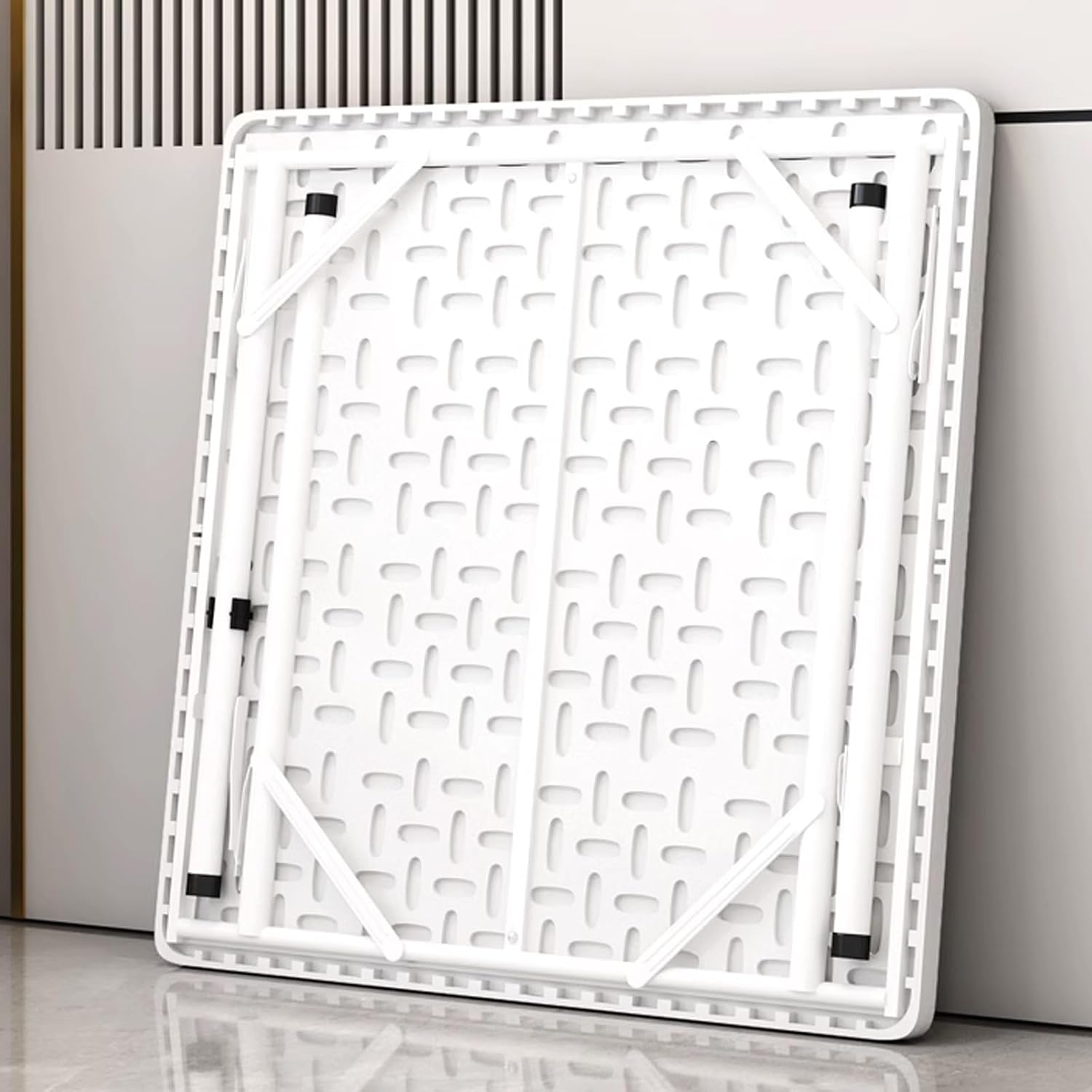 Mahjong Table Foldable, Domino Table, Folding Game Table, Foldable Card Table Square, w/Wear Resistant PVC Desktop (White)