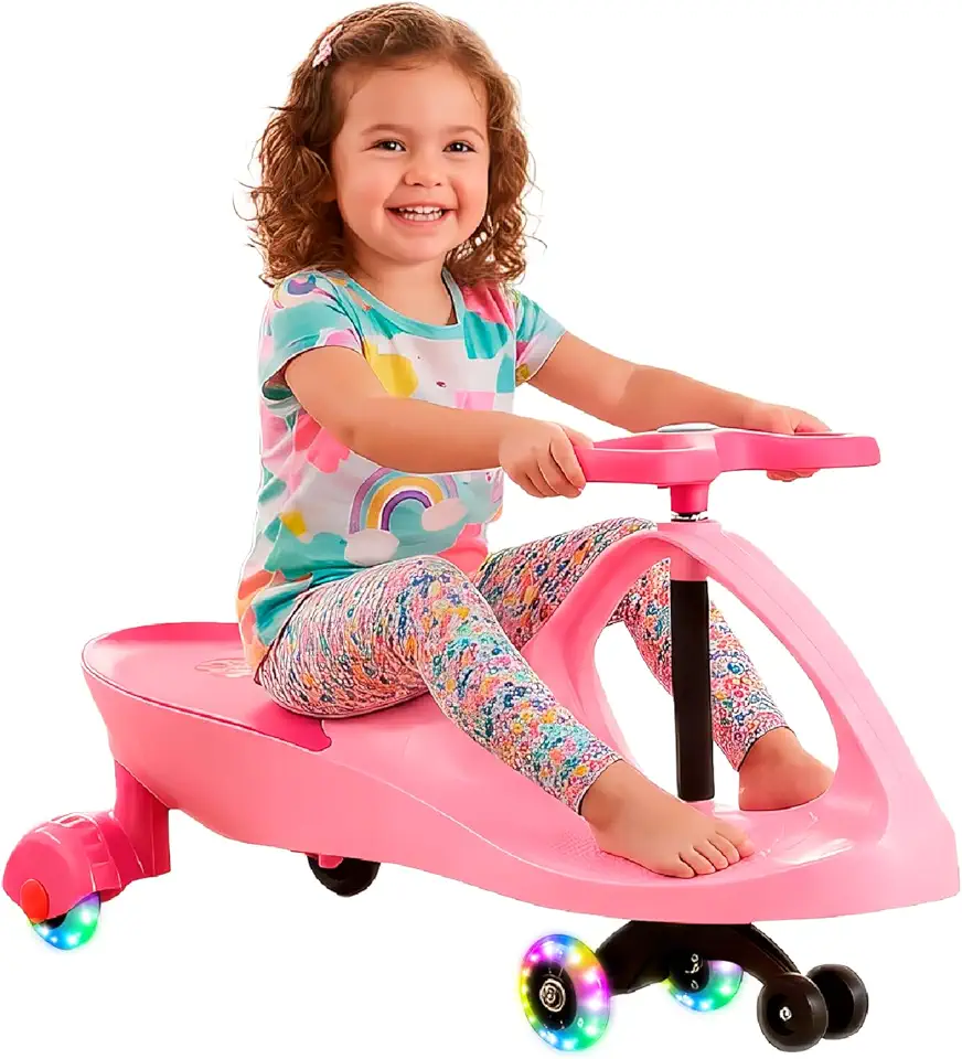 HOLTTER, Carrinho Rolimã Infantil Com Roda Led Colorido Triciclo Brinquedo Infantil Vermelho, Azul, Rosa (Rosa)