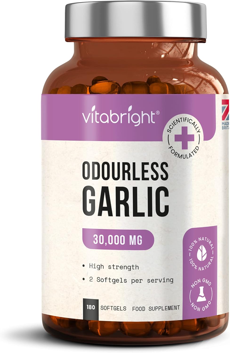 Odourless Garlic Capsules High Strength 30,000mg 180 Deodourised