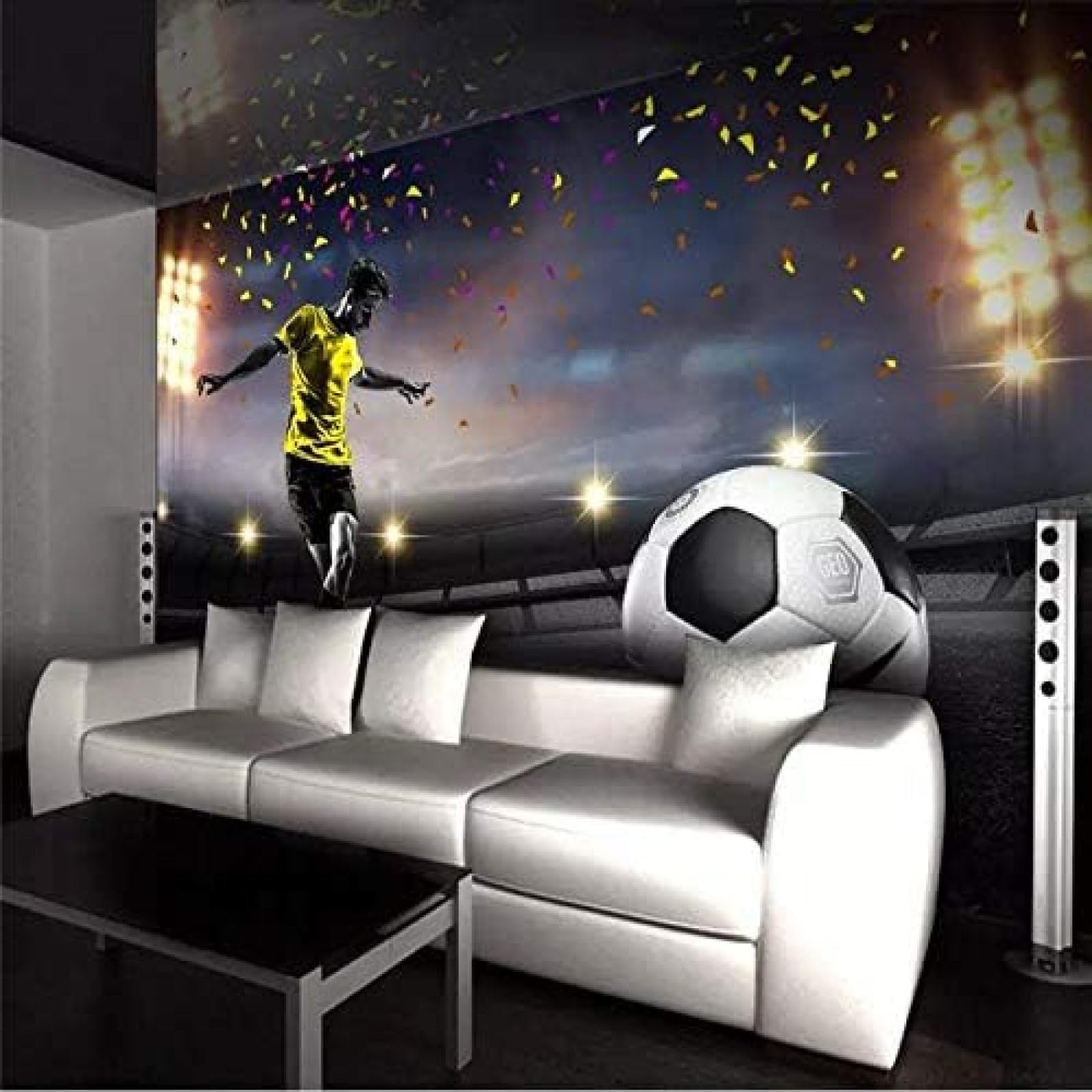Papier Peint Intissé Football Relief 3D Haute Définition Salon