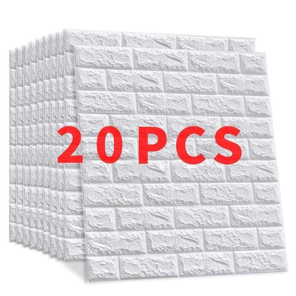 Papier peint auto-adhésif brique 3D MU Casiers : 20 pièces déco PVC blanc