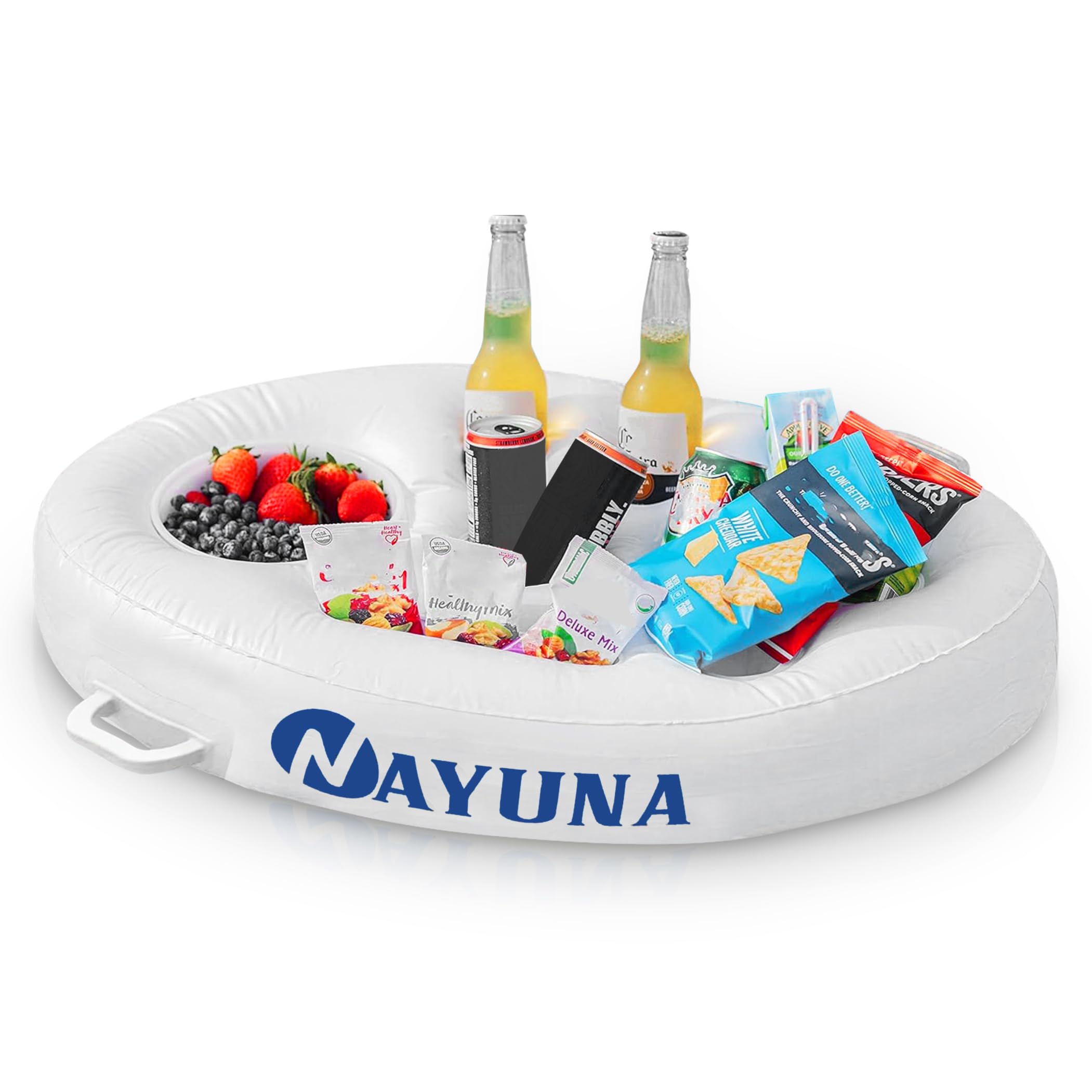 NAYUNAFloating Food & Drinks Holder for Pool and Hot Tub – Premium Floating Bar, Pool Drink Floats, and Phone Slot - Versatile Floating Tray for Pool Parties, Beach, and Hot Tub