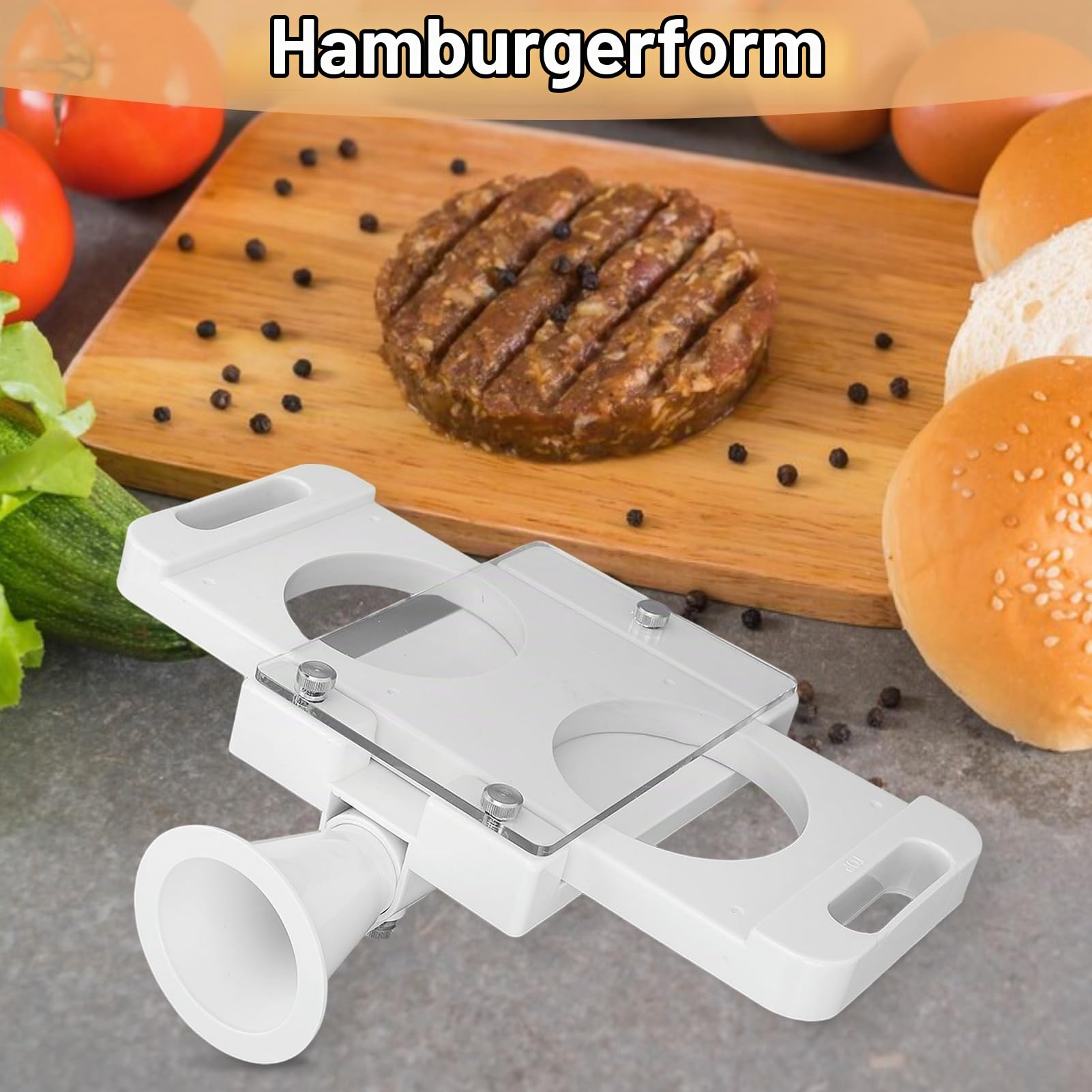 Hamburger-Pressmaschine, automatischer Hamburger-Patty-Maker mit 5 Adapterrohren, hausgemachte Burger-Maker-Presse für Wurstfüllfleisch