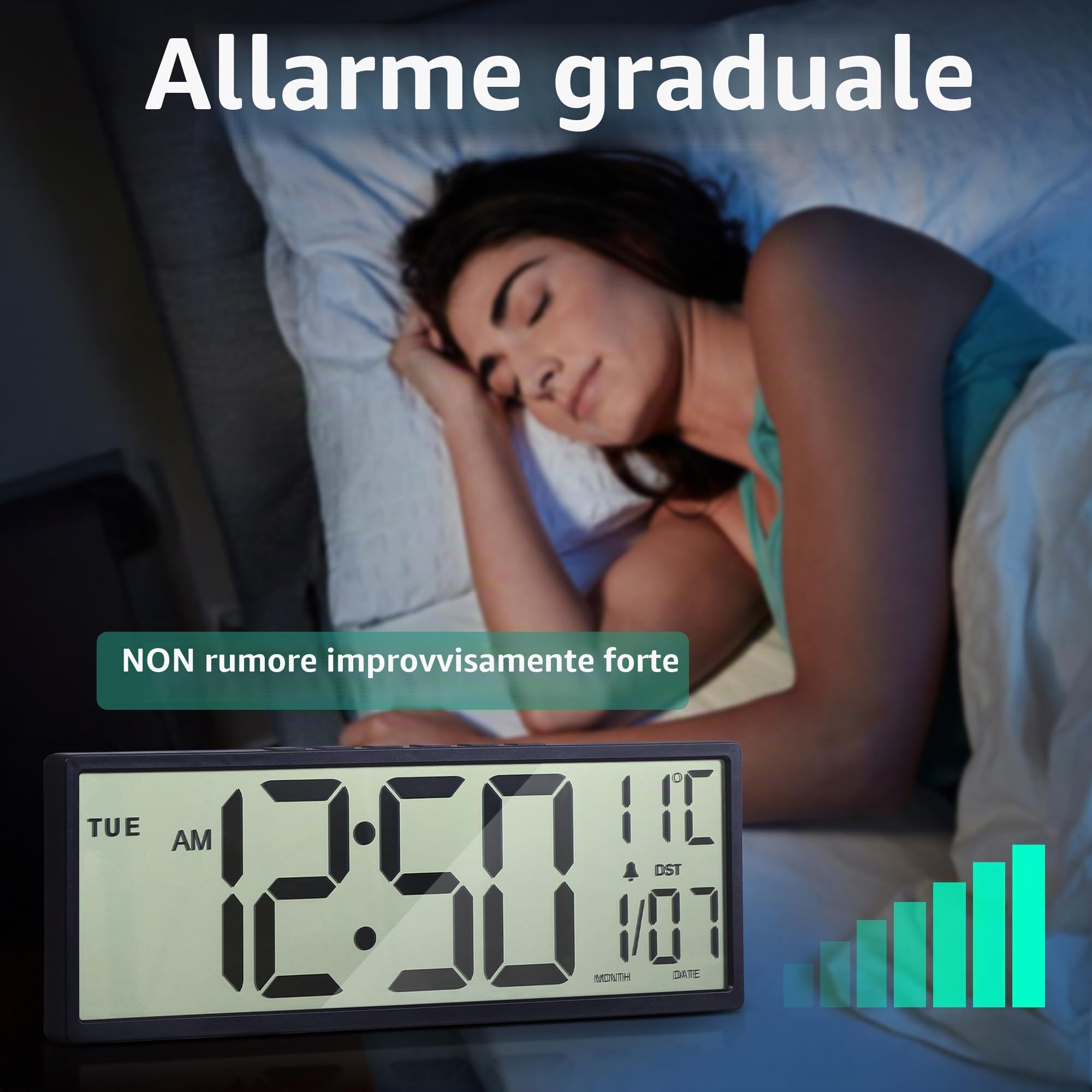 Orologio Da Parete Digitale, 15" Orologio Digitale Da Parete Grande Con Data E Giorno Della Settimana, Temperatura, Cambio Automatico Dell'Ora Legale, 12/24 Ore, Allarme, Funzione Snooze
