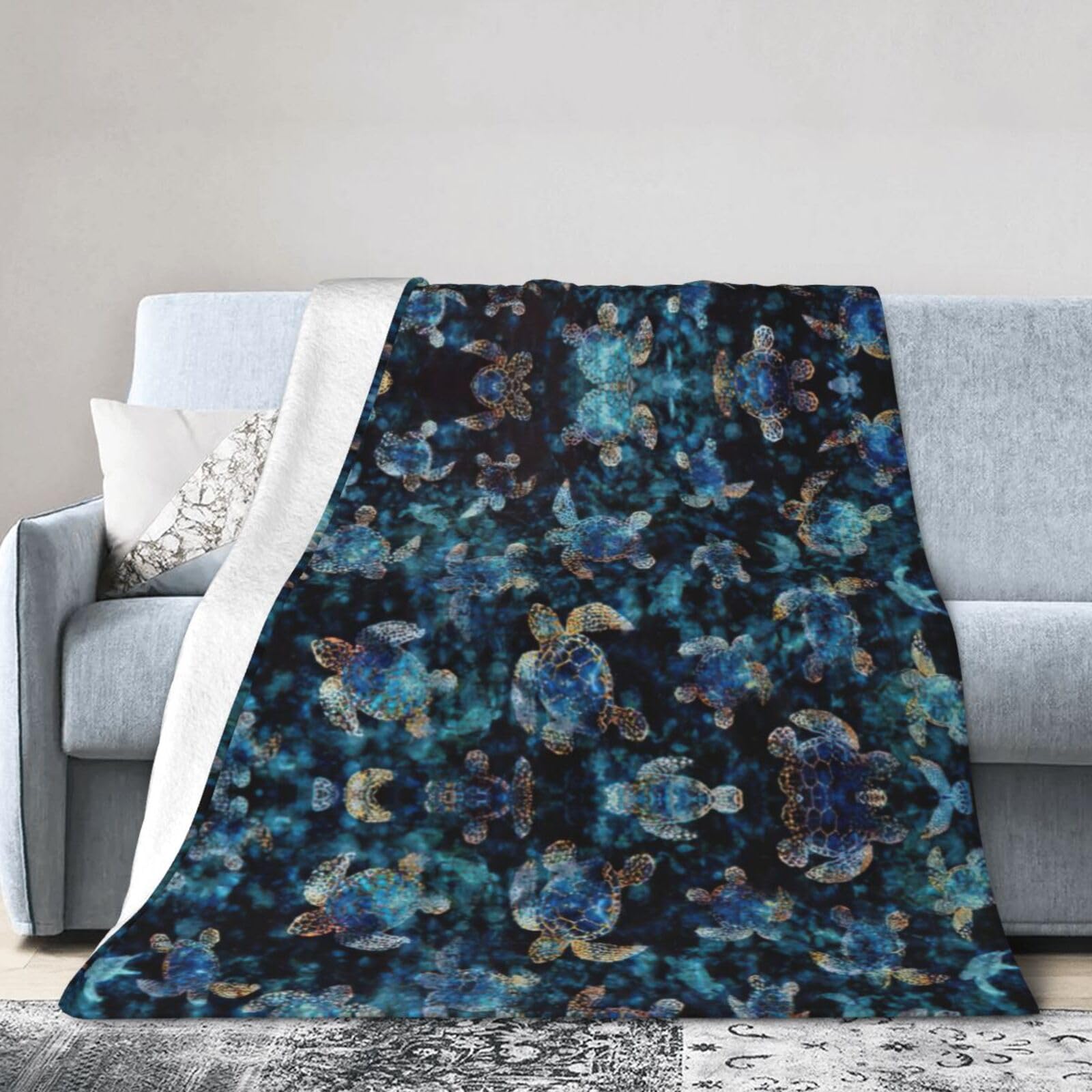 Uusnwaa Soft Cosy Fleece Warm Throw Sea Turtle Print Blanket