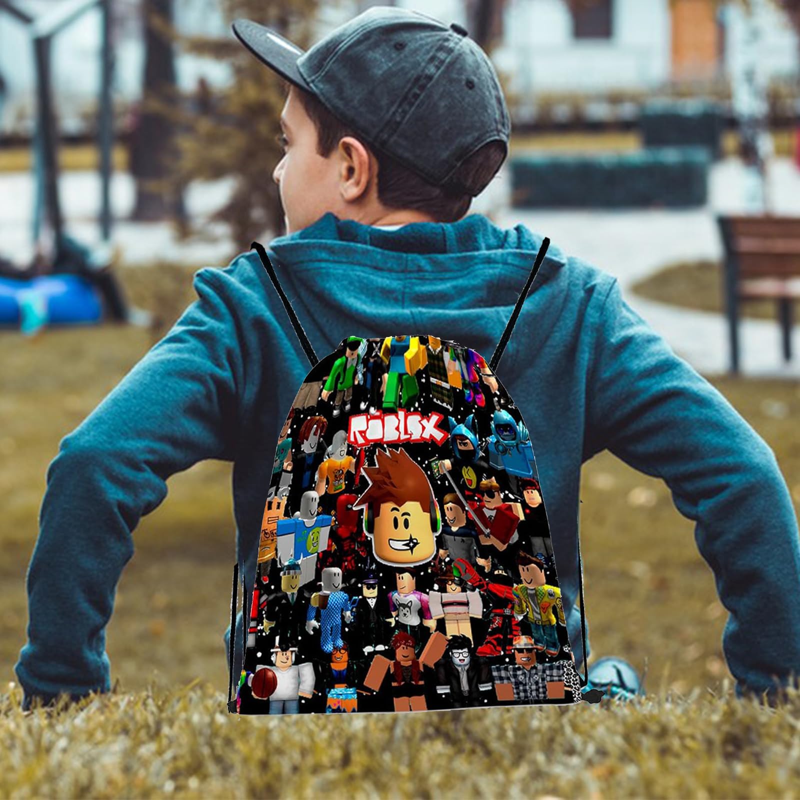 Roblx Zaino con Coulisse, Sacca Palestra Roblx Sacchetta Sportiva, Casual Stampato Sacca Bambino Adatto a Ragazzi e Ragazze