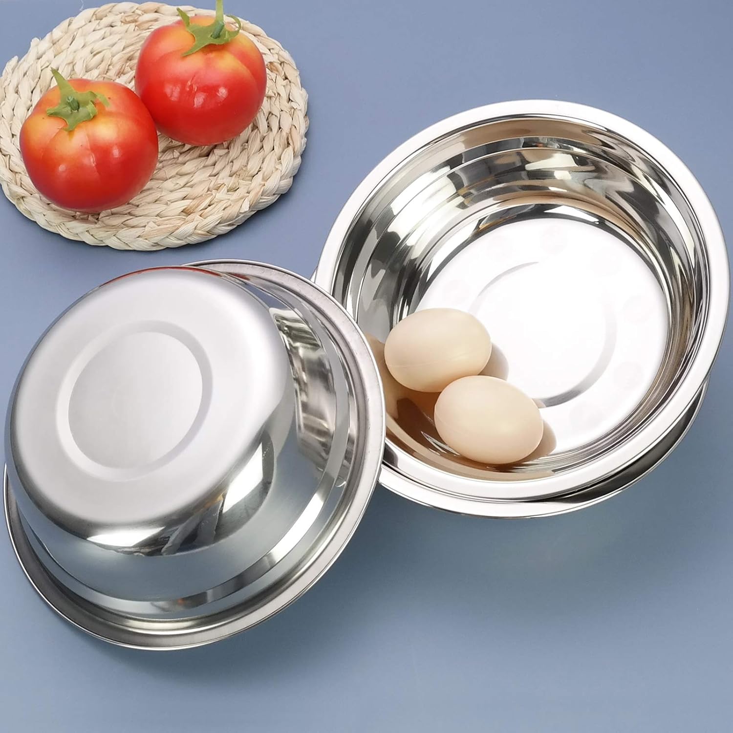 4-Pack Small Kitchen Salad Bowls, Stainless Steel Prep Metal Mixing Bowls - Image 6