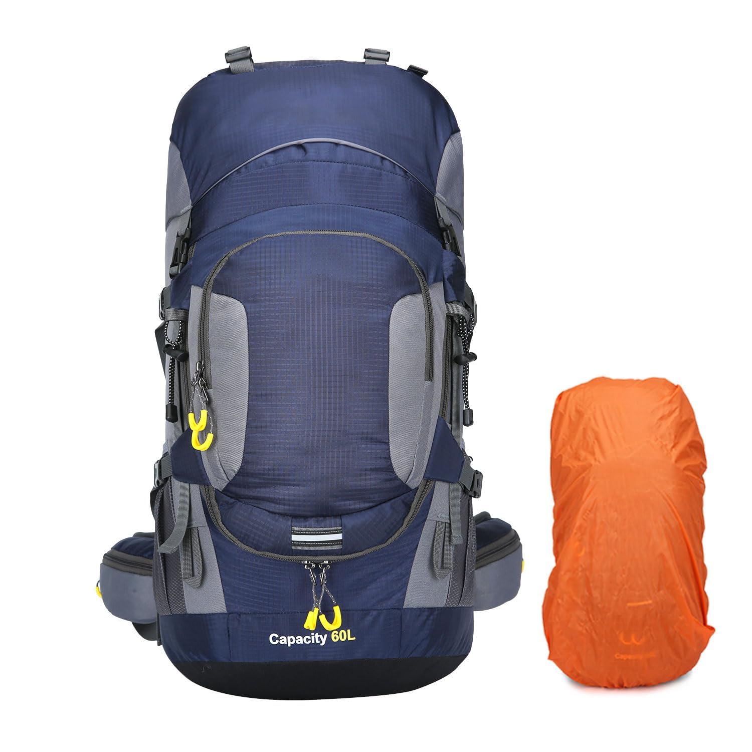 ShowyLive 60L Waterproof Hiking and Camping Backpack for Men - Durable, Lightweight Large Hiking Backpack with Rain Cover, Multi Compartments, and Adjustable Straps, Blue