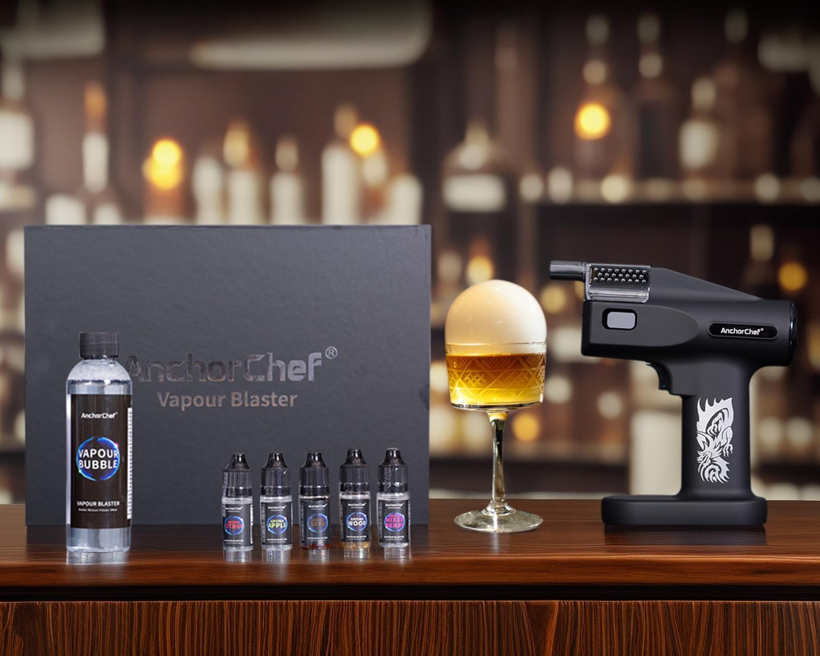 AnchorChef Cocktail Räucherpistole Set - Mit 4 Aromen Für Speisen & Getränke