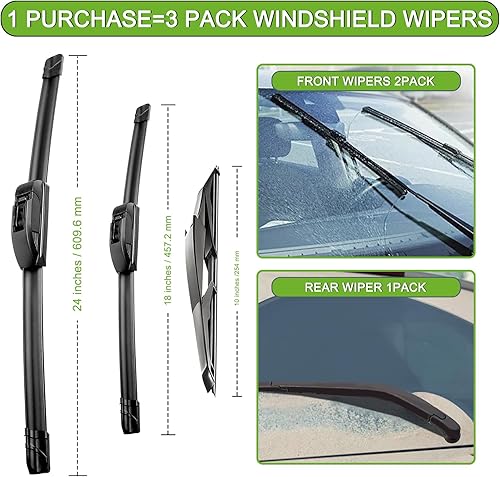 Vista 185 de PARRATI® - Limpiaparabrisas de repuesto y alto rendimiento con escobillas para parte trasera, para Dodge Durango y Jeep Grand Cherokee 2011-2023