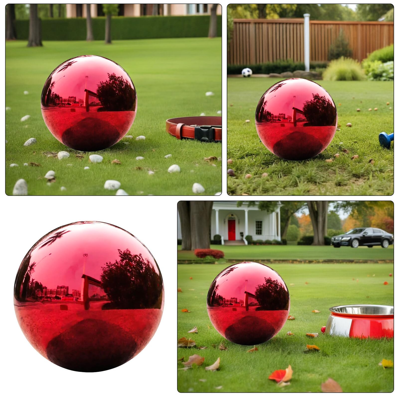 Yardwe Boule Miroir Jardin Acier Inoxydable Poli Sphère Creuse Décorative Ronde Effet Miroir Brillant Légère pour Extérieur et Intérieur Décoration Étang et Terrasse