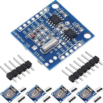 5PCS Tiny RTC I2C Real Time Clock Module AT24C32 Storage Memory High Precision DS1307 Clock Module for Arduino for AVR ARM PIC SMD, with Straight Single Row