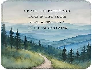 Inspirational Forest Mountain Mouse Pad, of All the Paths You Take in Life Motivational Mouse Pad for Home Office Computer Laptop Desk Accessories, 9.5x7.9 Inch