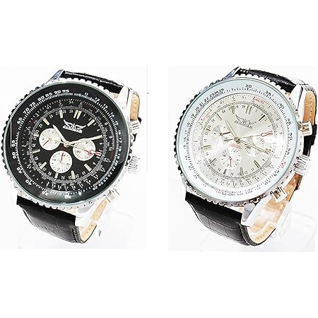 Amazon 全針稼動 ビッグフェイス 自動巻きクロノグラフ腕時計 ブラック メンズ腕時計 腕時計 通販