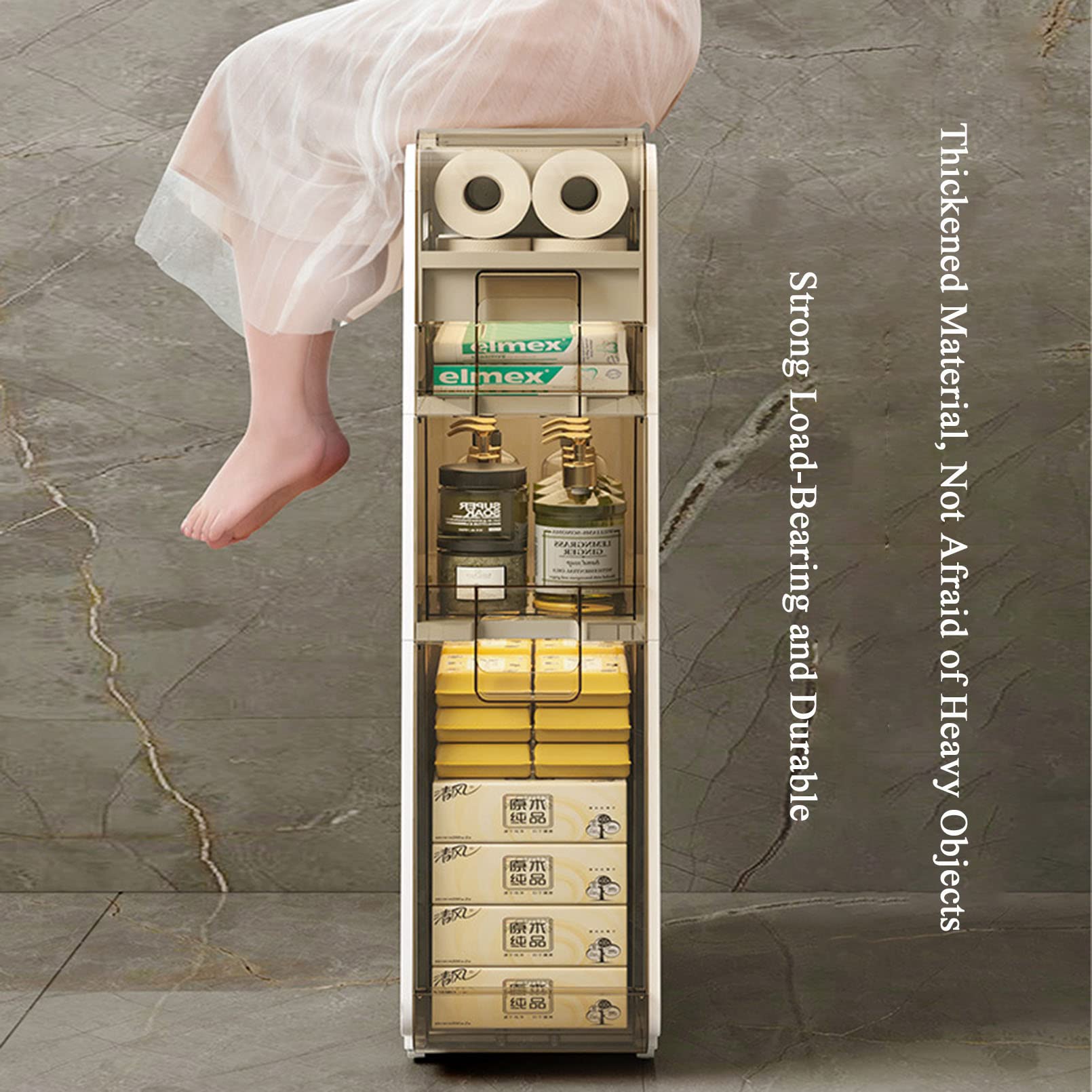 Cajones de almacenamiento apilables, gabinete de almacenamiento para baño pequeño para espacios reducidos, gabinete de almacenamiento sobre El inodoro para baño Estrecho,