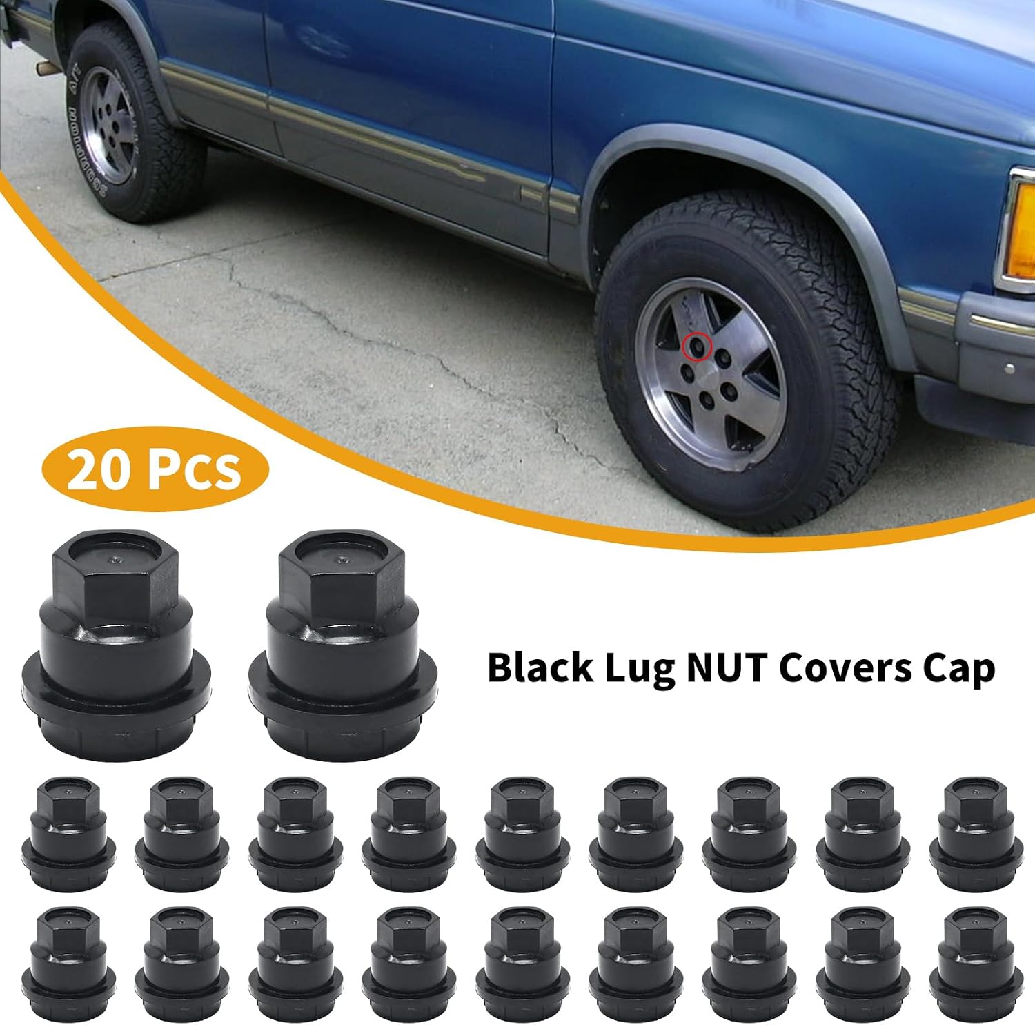 Lug NUT Covers Cap 20 Pcs 15661036 Replacement for Chevrolet S10 Blazer GMC Jimmy Sonoma Replaces 560-5063 560-5208 560-5040 560-5116, Black