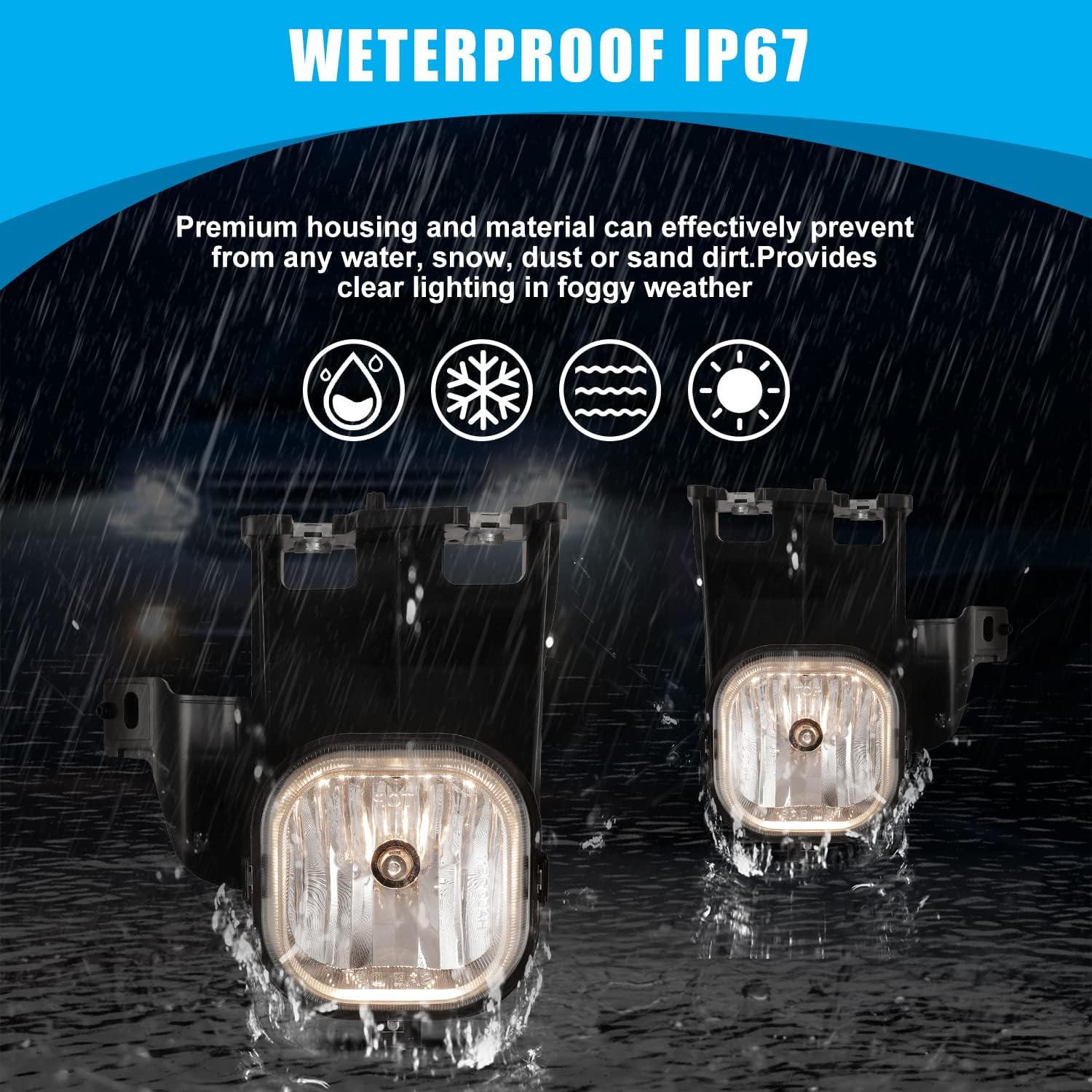CPW Fog Lights Assembly Compatible with [2006-2007 Ford Ranger] Driving Fog Lights Lamps Replacement Driver Side+Passenger Side