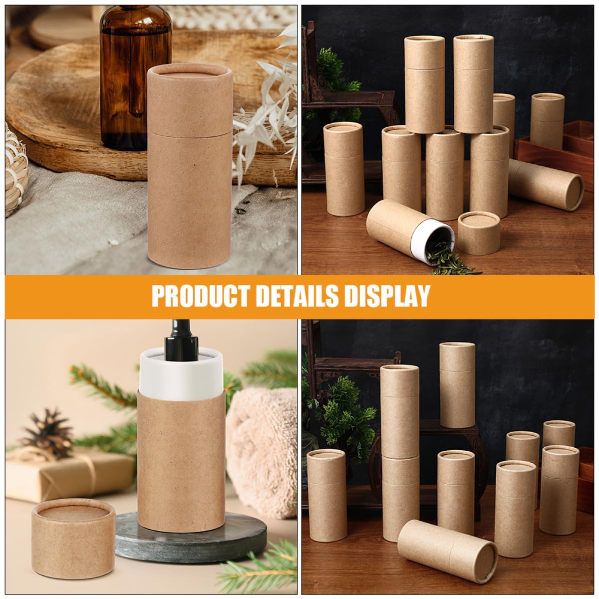 Beaupretty Scatola in Carta Kraft Rustica da 15 Pezzi per Conservazione Multifunzionale, Capacità 50ml, per Uso Domestico e Dispensa, Design Naturale ed Ecologico