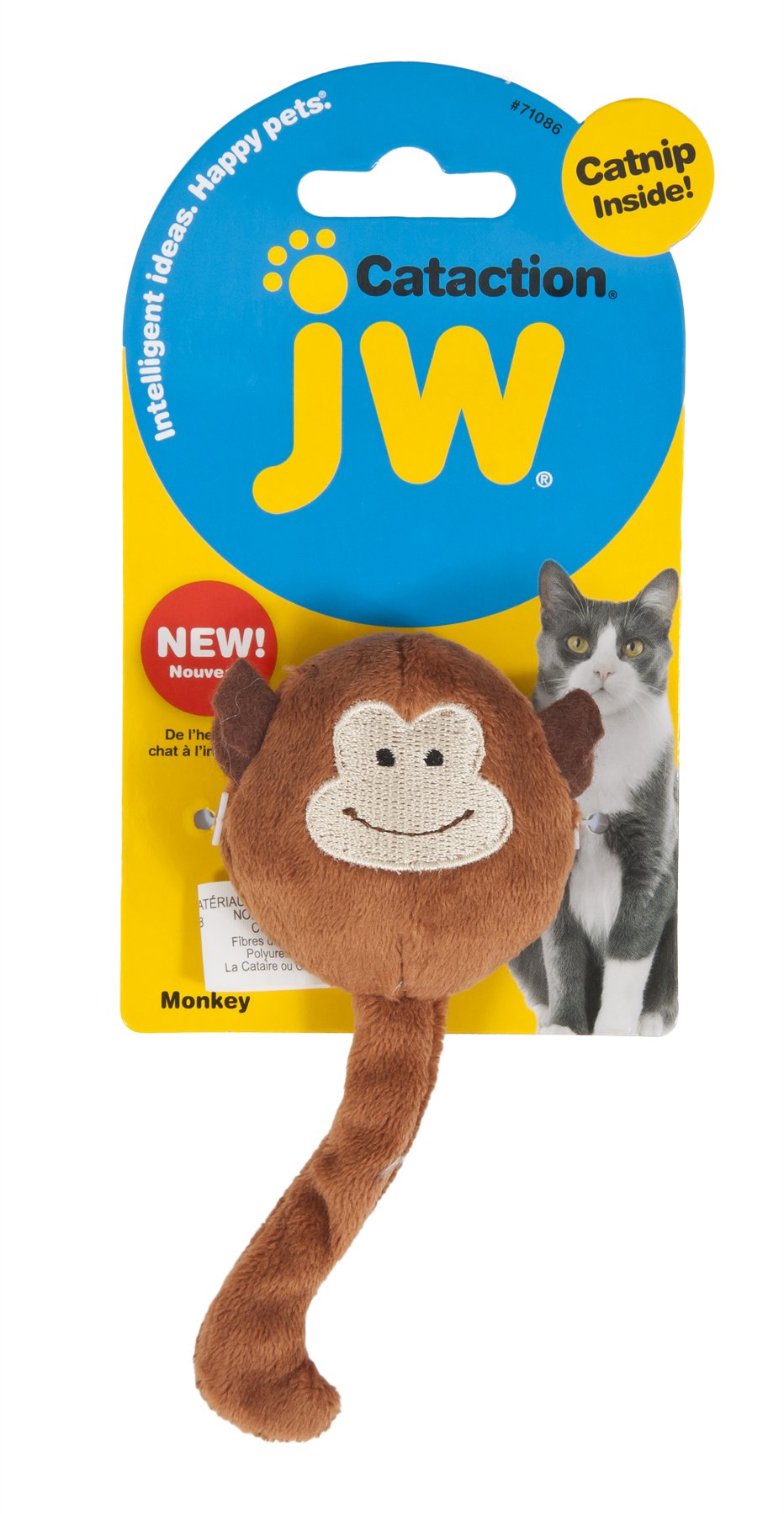 JW Cataction Monkey, Juguete con Catnip, para Cazar Y Perseguir, Multi