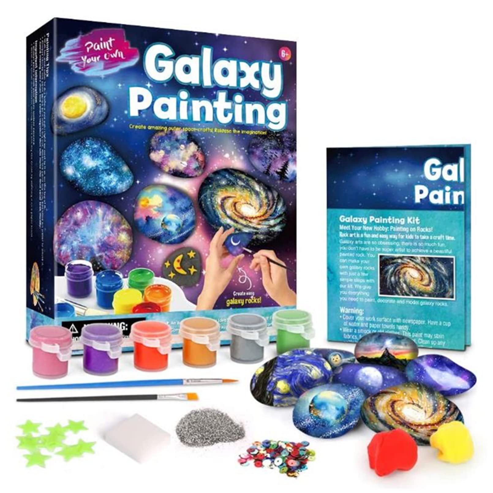 AM ANNA Rock Painting Kit for Kids, Arts and Crafts for Boys & Girls Ages 6-12, DIY Hide & Seek Rocks for Painting, Galaxy Rock Painting Kit for Kids, Best Tween Paint Gift for Kids