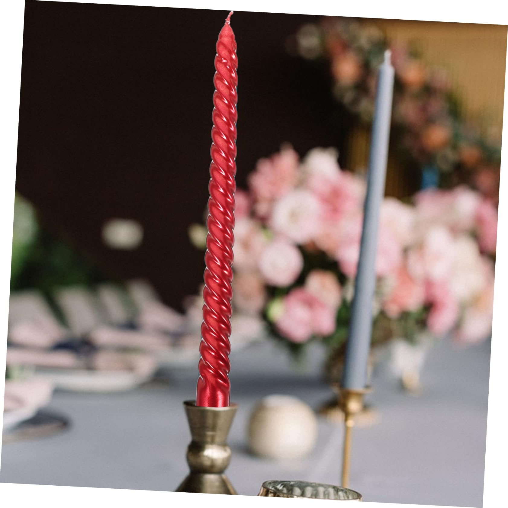 12 Velas Largas Espirales de Parafina para Candelabros, Decorativas y Elegantes, Ideales para Cenas y Fiestas Mesa
