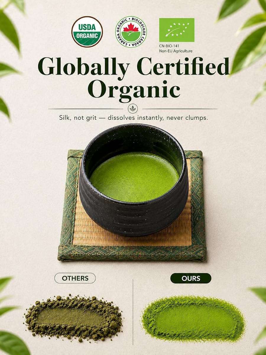 Midori Spring Organic Authentic Japanese Ceremonial Matcha Powder Emerald view 3