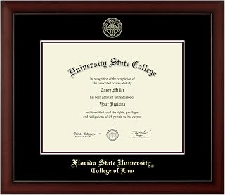 Florida State University College of Law 14" w x 11" h Diploma Frame - Fits a bachelor's, master's and phd - Gold Embossed Diploma Frame - Cherry Moulding with Black and Maroon Matting