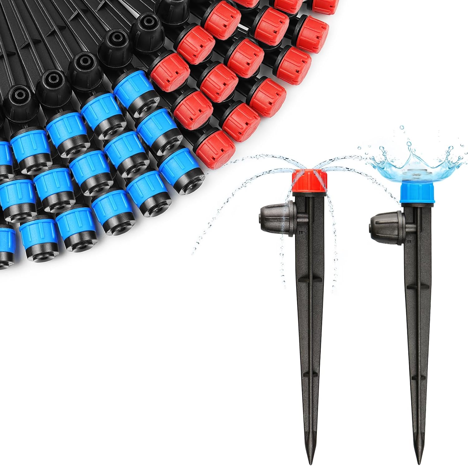 JAYEE Irrigation Fittings Kit for 1/4" Tubing 110 Piece Set - 50 Couplings,30 Tees, 20 Elbows, 10 End Plugs - Barbed Connectors for Drip or Sprinkler Systems