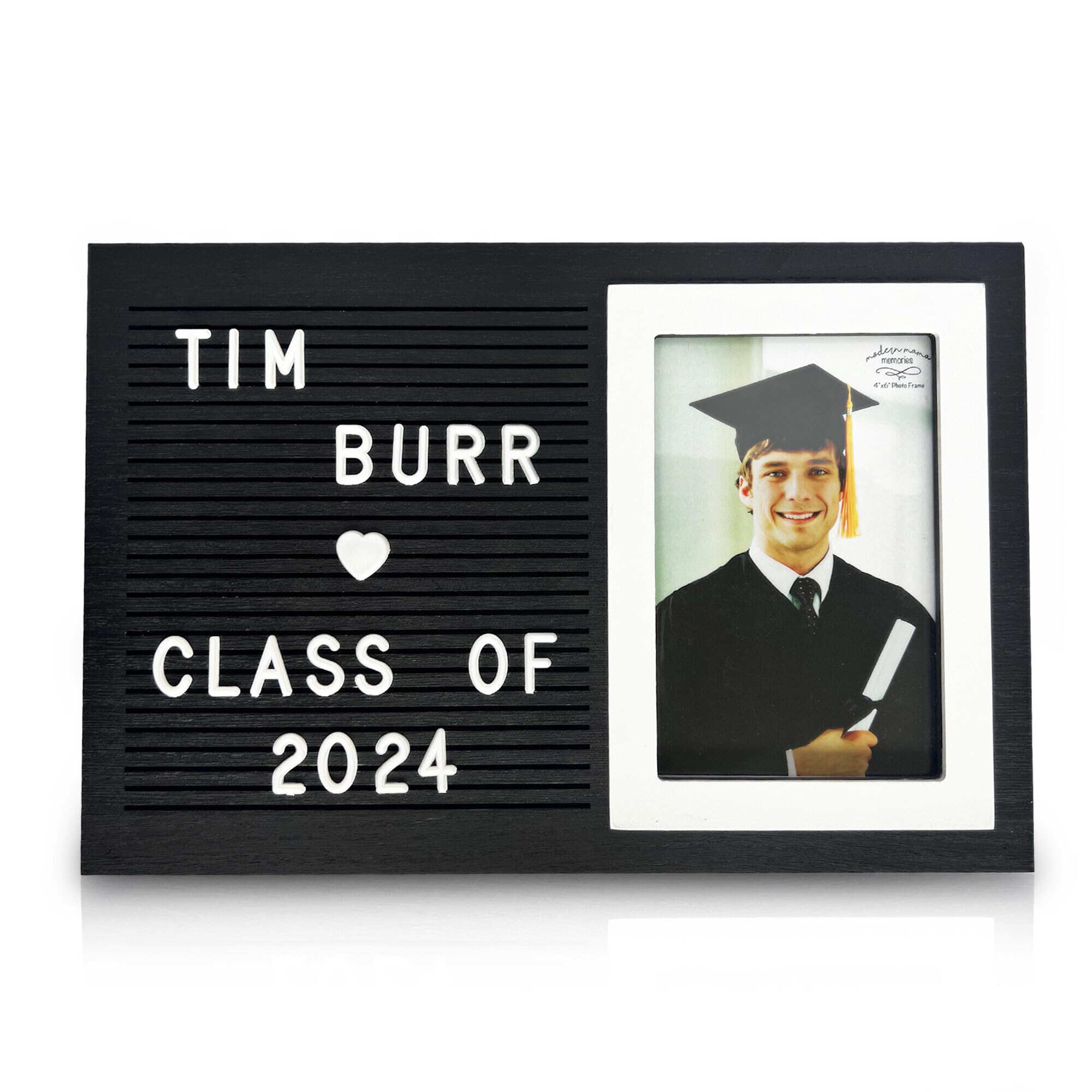 Letter Board Picture Frame - Customizable Letter Board Photo Frame - 4x6 Personalized Photo Frame with Letters - Includes 170 charachters; Graduation, Baby Gift, Engagement Gift