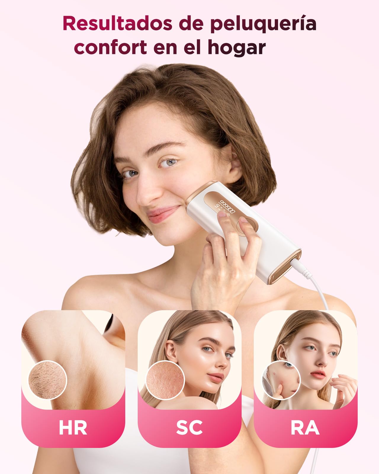 Depiladora Laser IPL con Refrigeración, Innovadora Función 3 en 1, 9 Niveles de Energía, 999,900 Flashes, Depiladora Luz Pulsada Indolora para Todo el Cuerpo