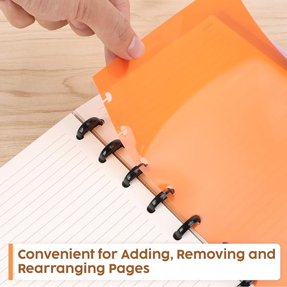 Eagle Plastic Index 5-Tab Dividers, Discbound Tab Dividers, Plus 1 Plastic Zipper Bag, Junior Size, for Discbound Planners or Notebooks