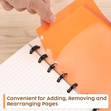 Eagle Plastic Index 5-Tab Dividers, Discbound Tab Dividers, Plus 1 Plastic Zipper Bag, Junior Size, for Discbound Planners or Notebooks