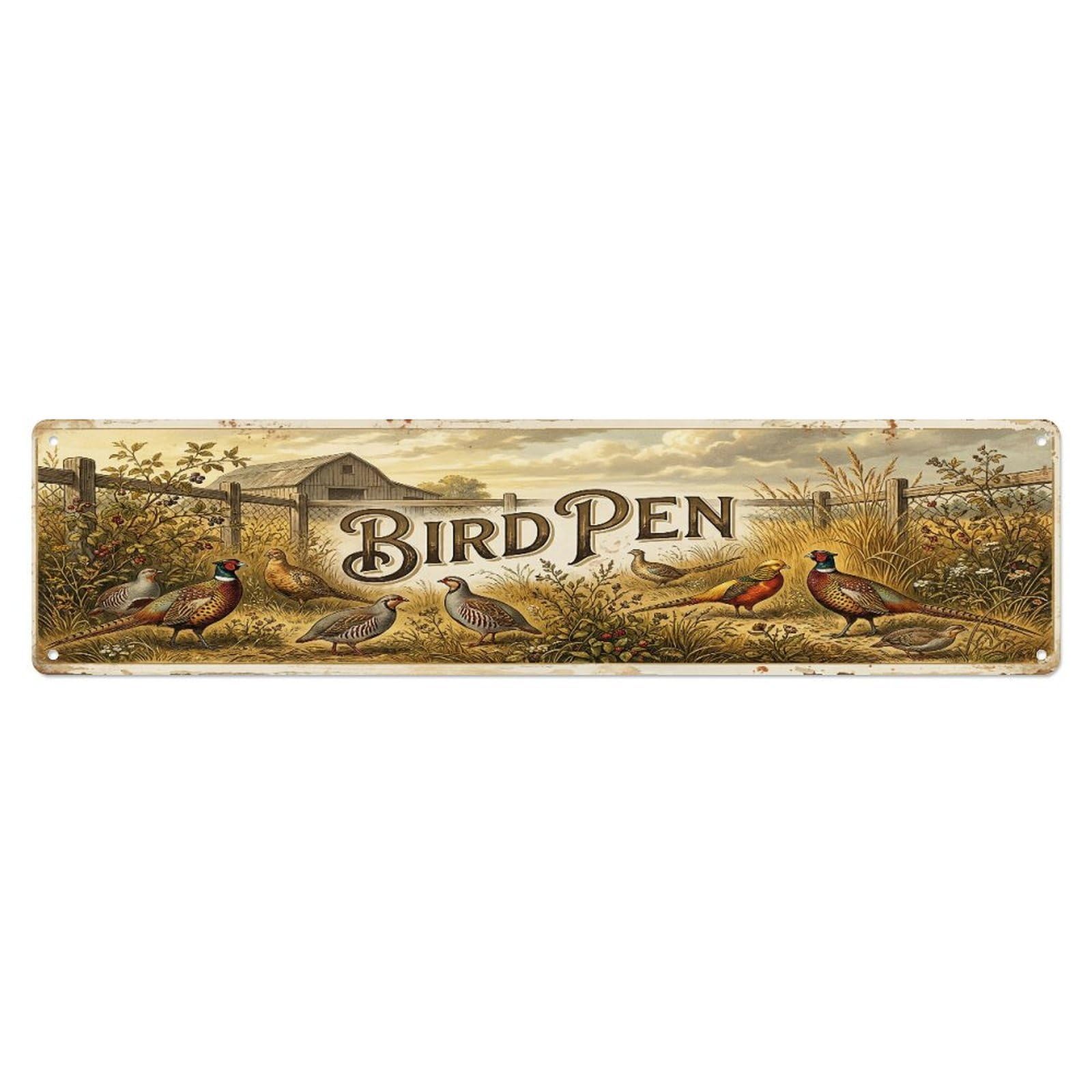 Xanthor Style Metal Tin Sign Vintage Pen Inn Bird Farmhouse Funny Bird Backyard Farm