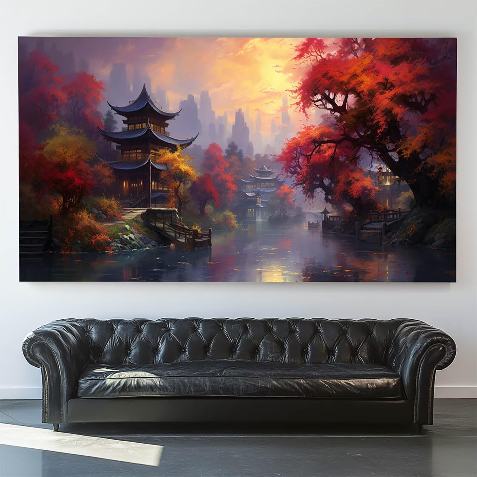 DIY Malen nach Zahlen Erwachsene Landschaft Malen nach Zahlen ab 7 jahre Mädchen See Kreativ set für Erwachsene mit Leinwand Acrylfarben set und Pinsel,Bastelset zum Bemalen für Wanddeko 80X160cm 7-G-