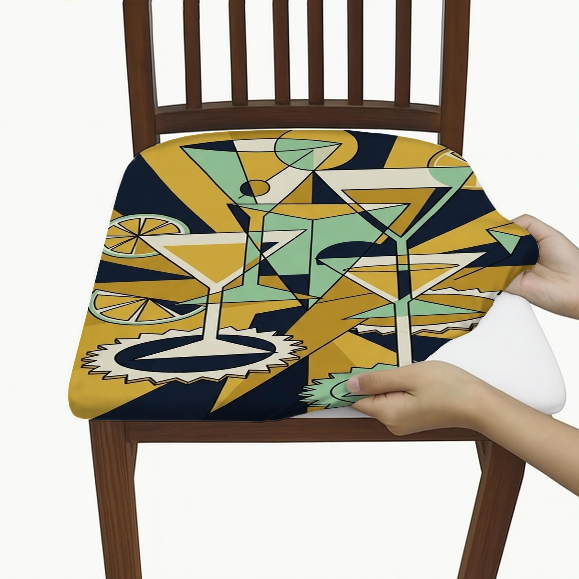 Housses de siège de cocktail pour chaises usées lot de 6 lavables et extensibles jaunes