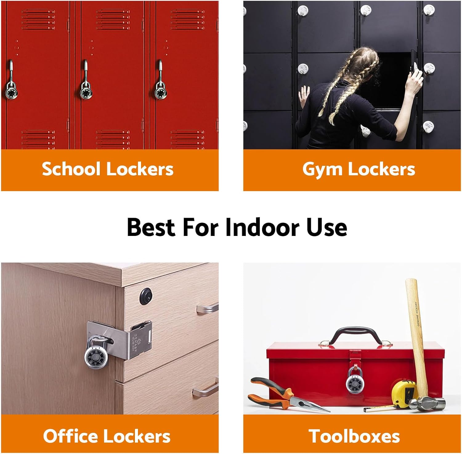 12 Pack 50 mm (2") Black Dial Combination Padlocks, Hardened Steel Shackle, Locker Keyless Combination Locks for Gym Lockers, School Lockers, Office Lockers, and Toolboxes