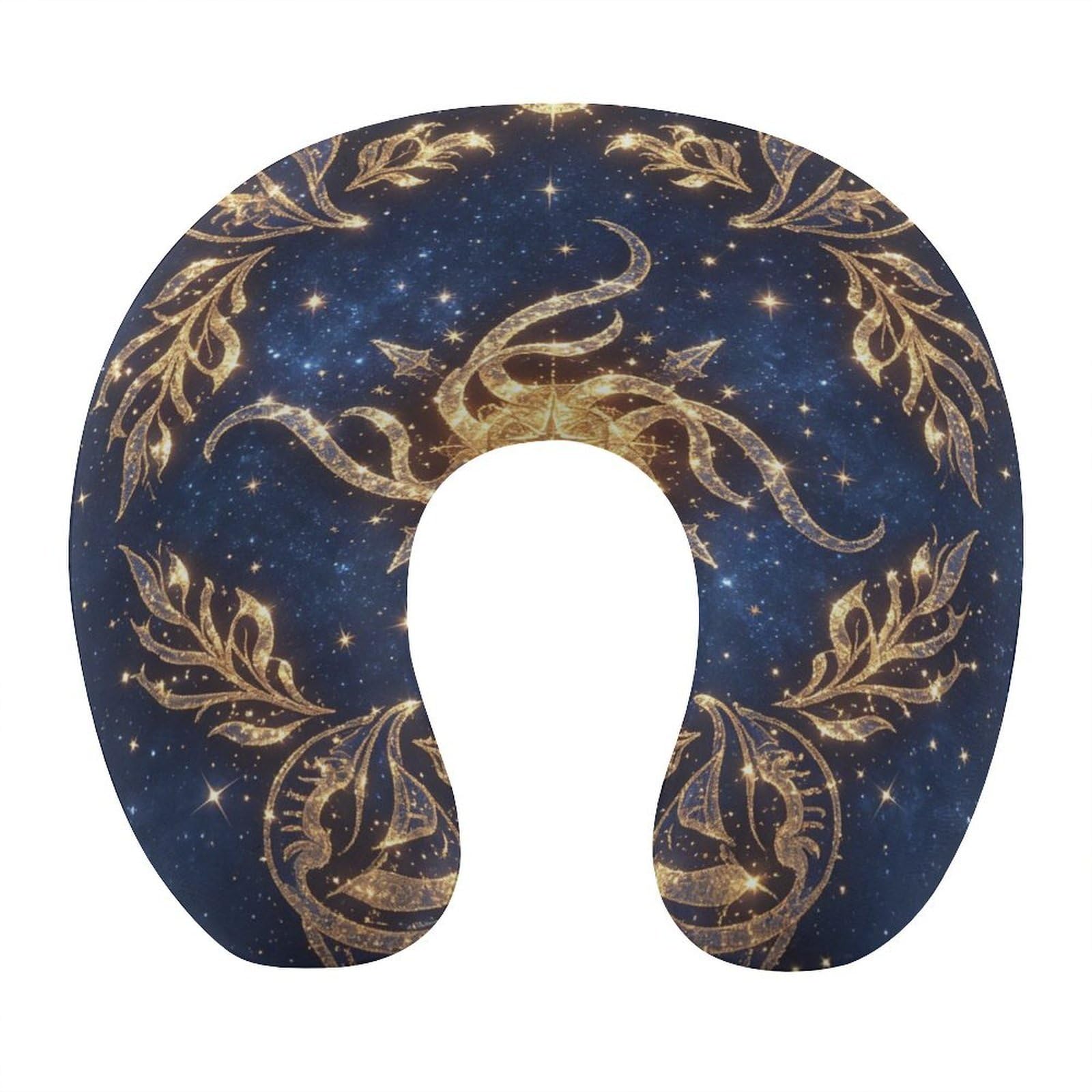 Btcowzrv Style Golden Celestial U Shaped Neck Pillow Travel Pillows